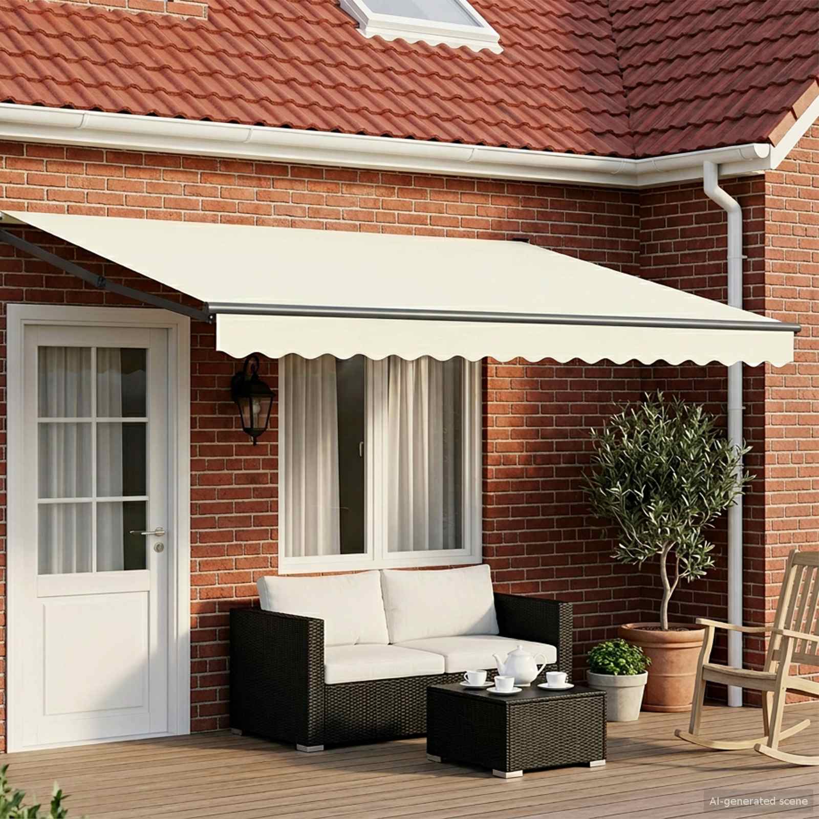 Tenda retrattile Crema 4 x 2 m Poliestere e Metallo