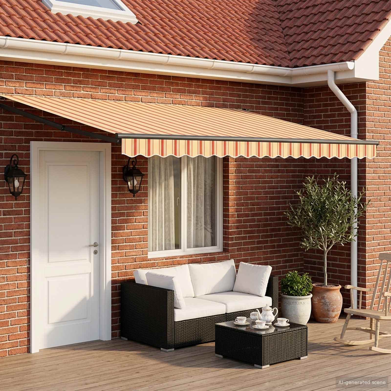 Tenda retrattile Giallo, Arancione e Bianco 4 x 2 m