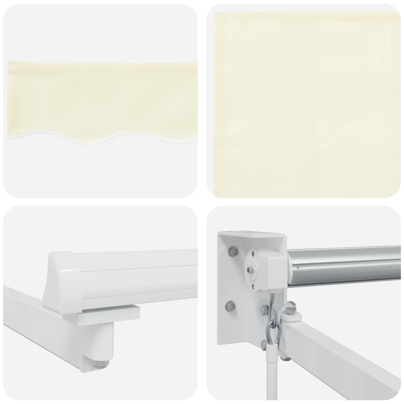 Tenda retrattile manuale con LED Crema e Bianco 2,5 x 2 m