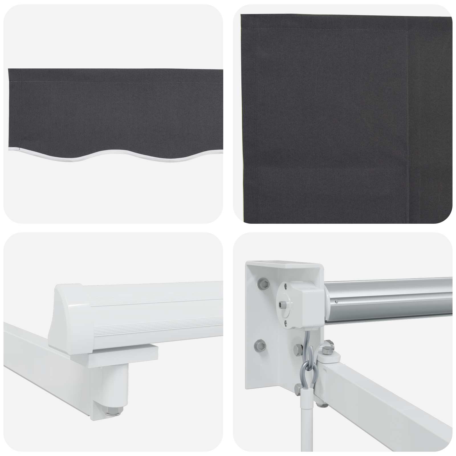 Tenda retrattile manuale con LED Antracite e Bianco 2,5 x 2 m
