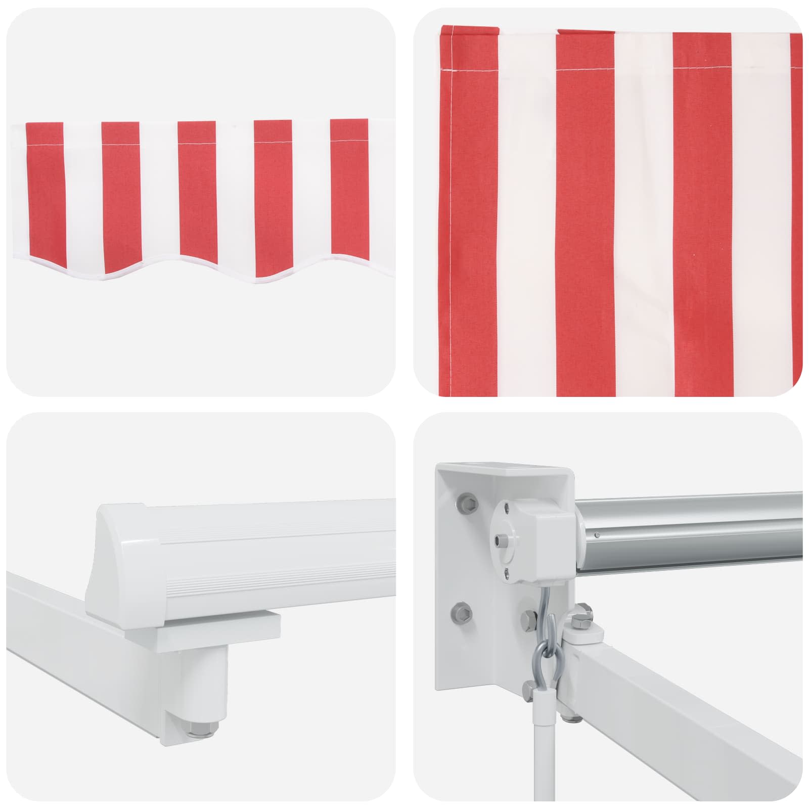 Tenda retrattile manuale con LED Rosso e Bianco 2,5 x 2 m