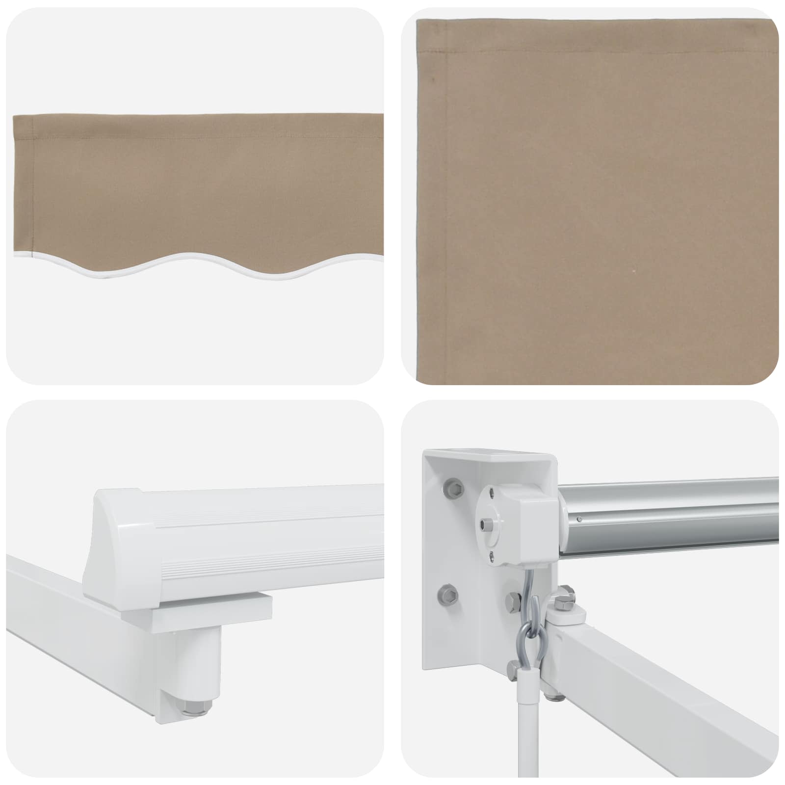 Tenda retrattile manuale con LED Beige e Bianco 2,5 x 2 m