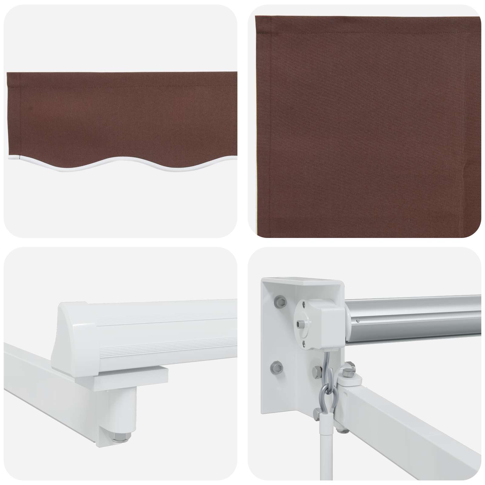 Tenda retrattile manuale con LED Marrone e bianco 3,5 x 2 m