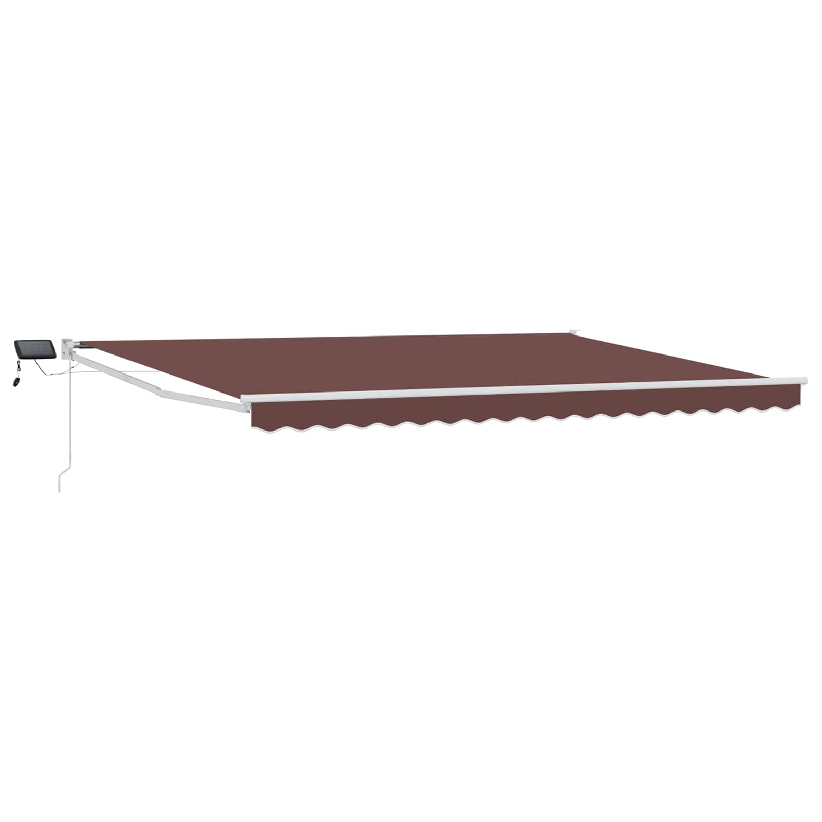 Tenda retrattile manuale con LED Marrone e bianco 4 x 2 m