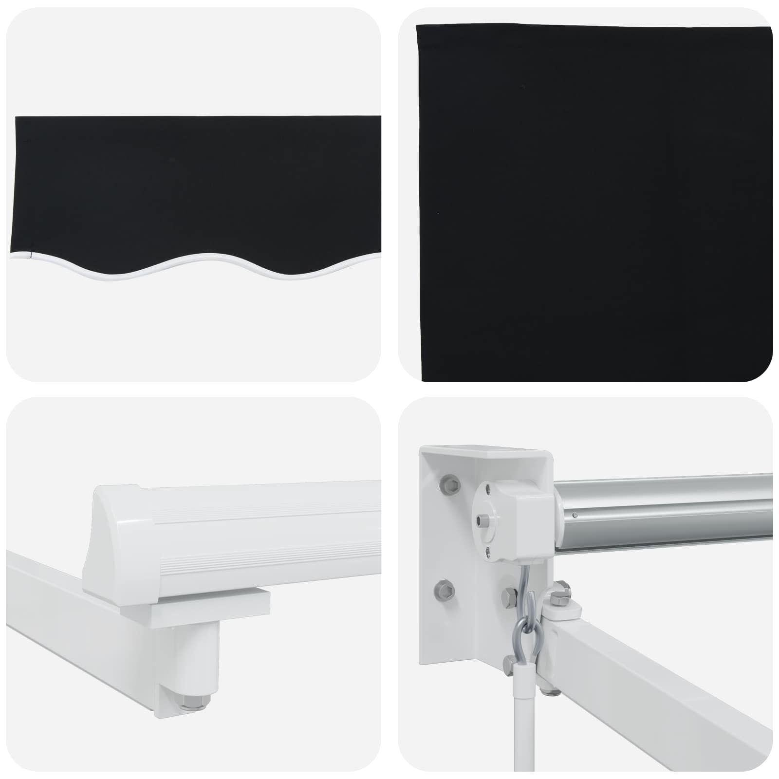Tenda retrattile manuale con LED Nero e Bianco 3 x 2,5 m