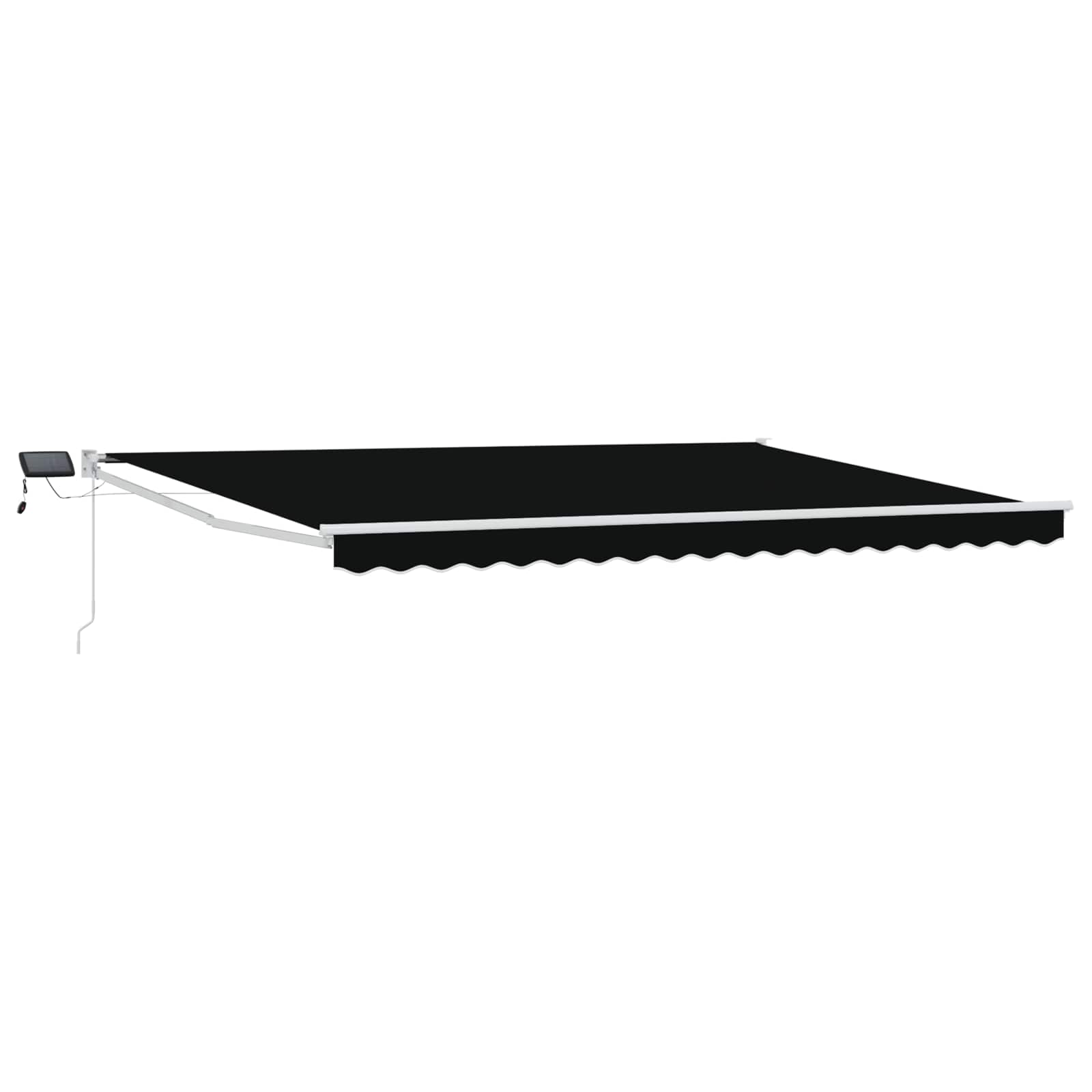 Tenda retrattile manuale con LED Nero e Bianco 4 × 3 m