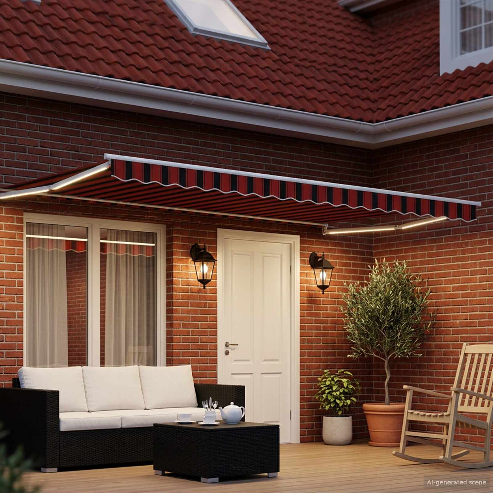 Tenda retrattile manuale con LED 5 x 3 m