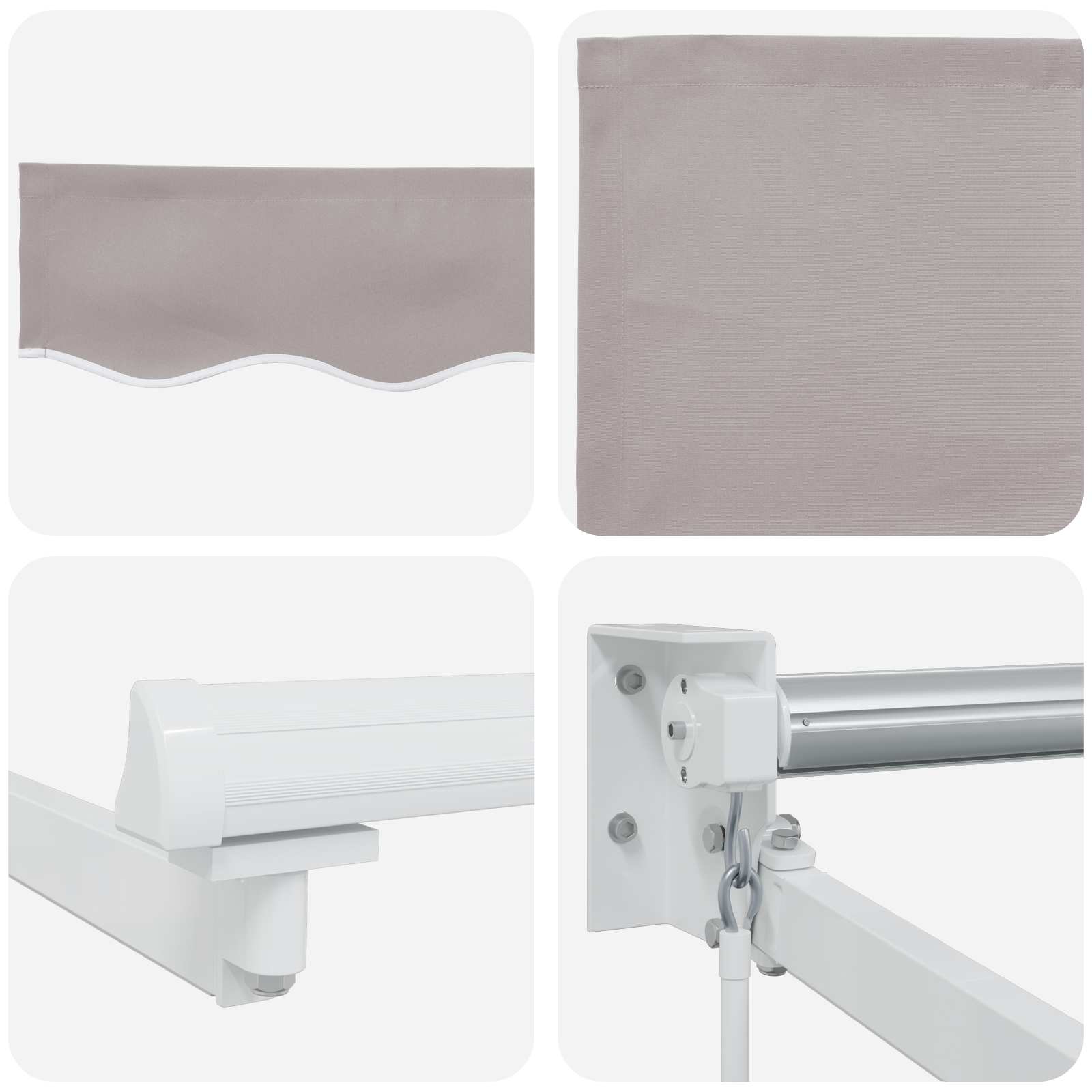 Tenda retrattile manuale con LED Grigio chiaro e bianco 5 x 3 m