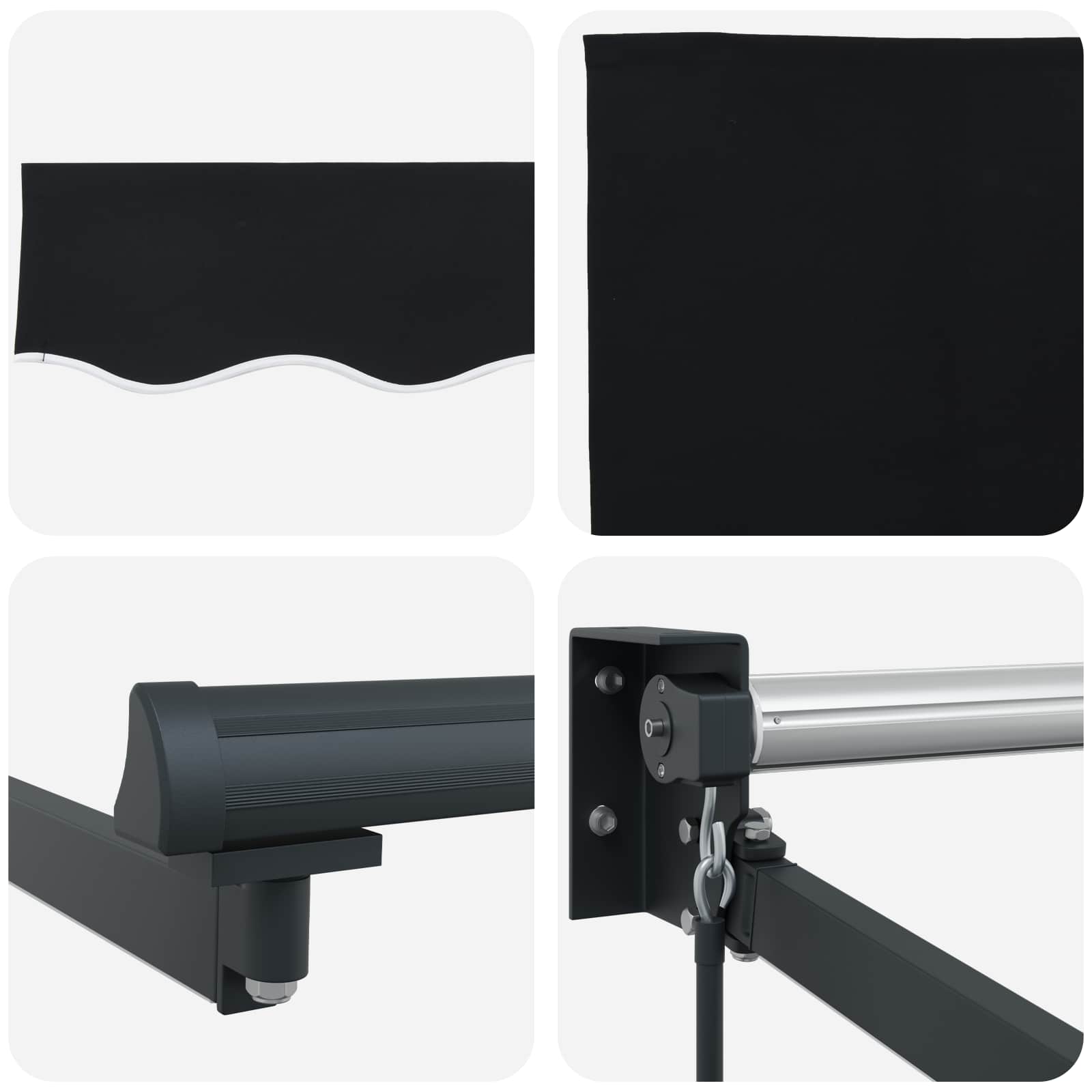 Tenda retrattile manuale con LED Nero e antracite 3 x 2,5 m
