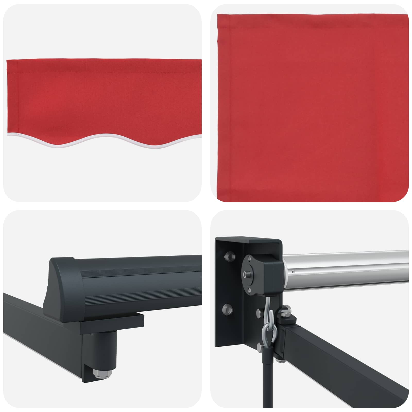 Tenda retrattile manuale con LED Rosso e Antracite 3 x 2,5 m