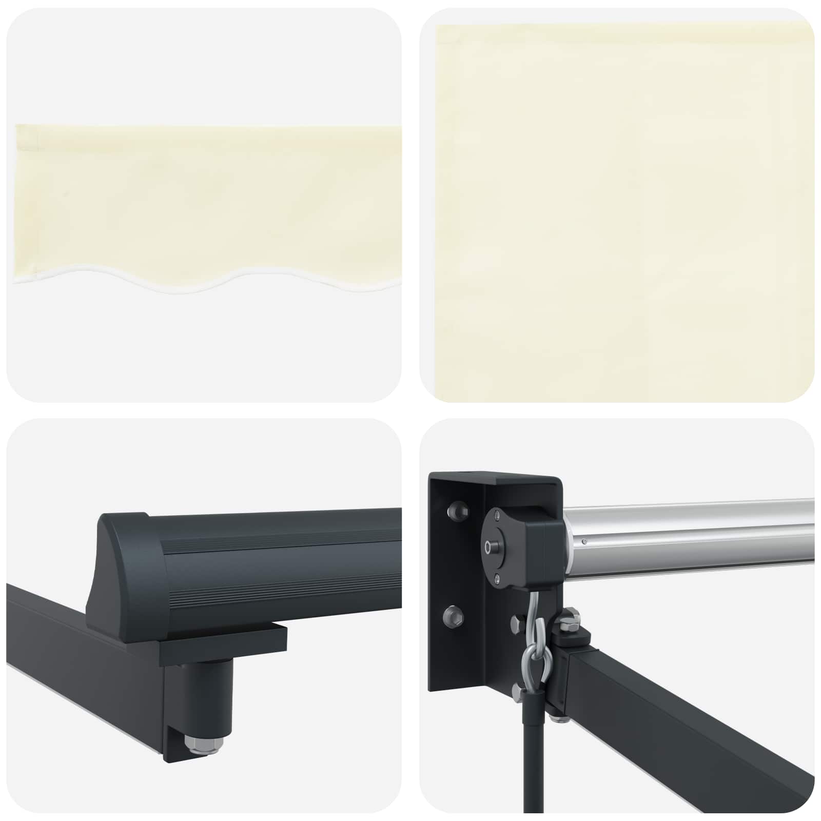 Tenda retrattile manuale con LED Crema e Antracite 5 x 3 m