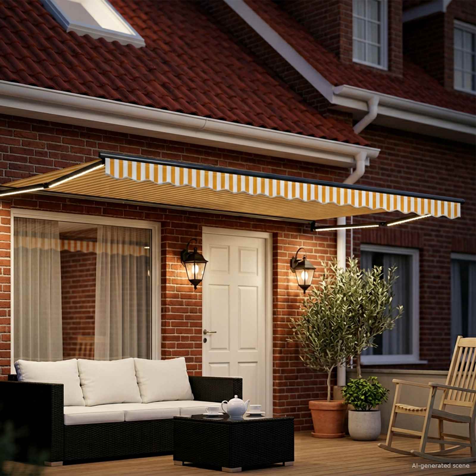 Tenda retrattile manuale con LED 5 x 3 m