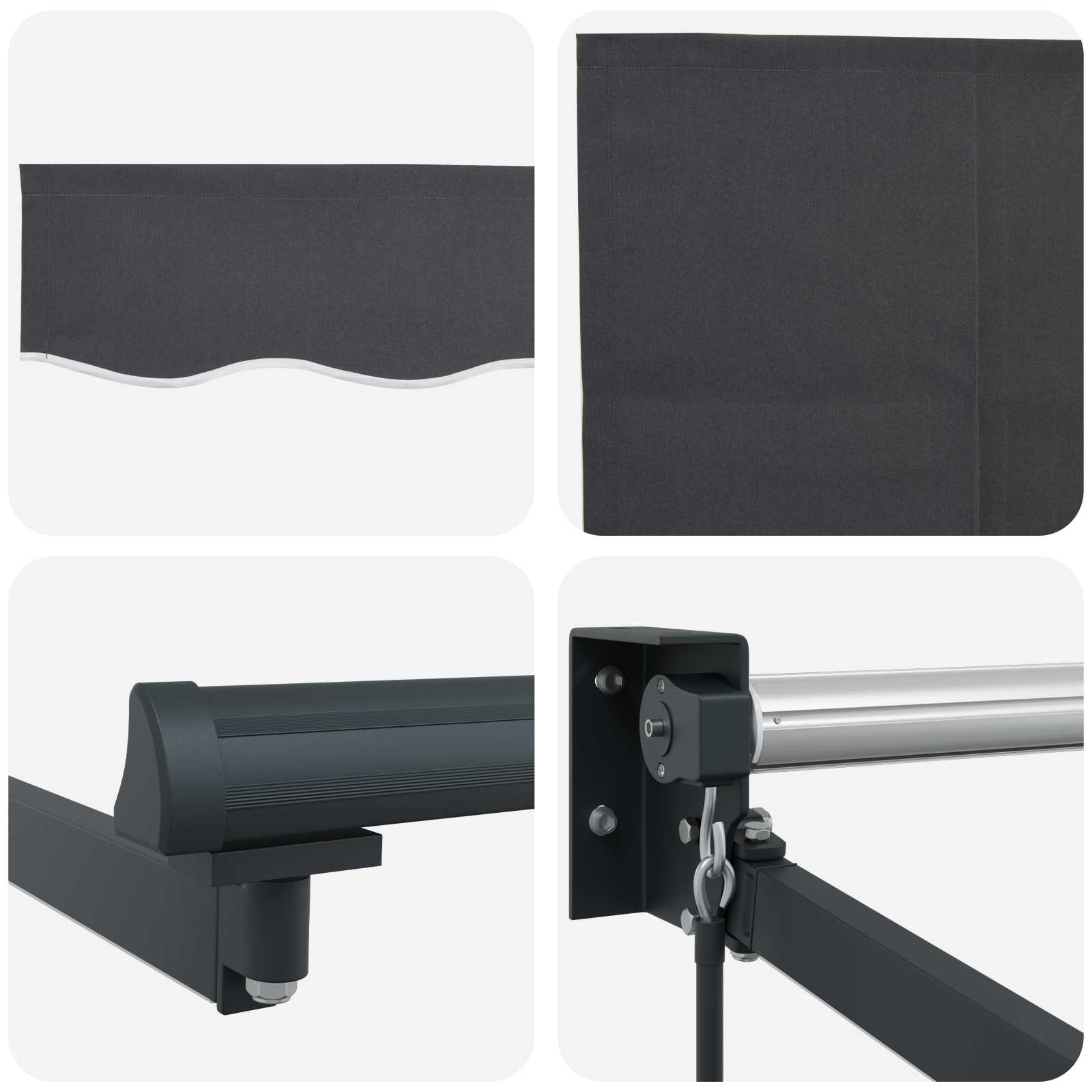 Tenda retrattile manuale con LED Antracite 5 x 3 m