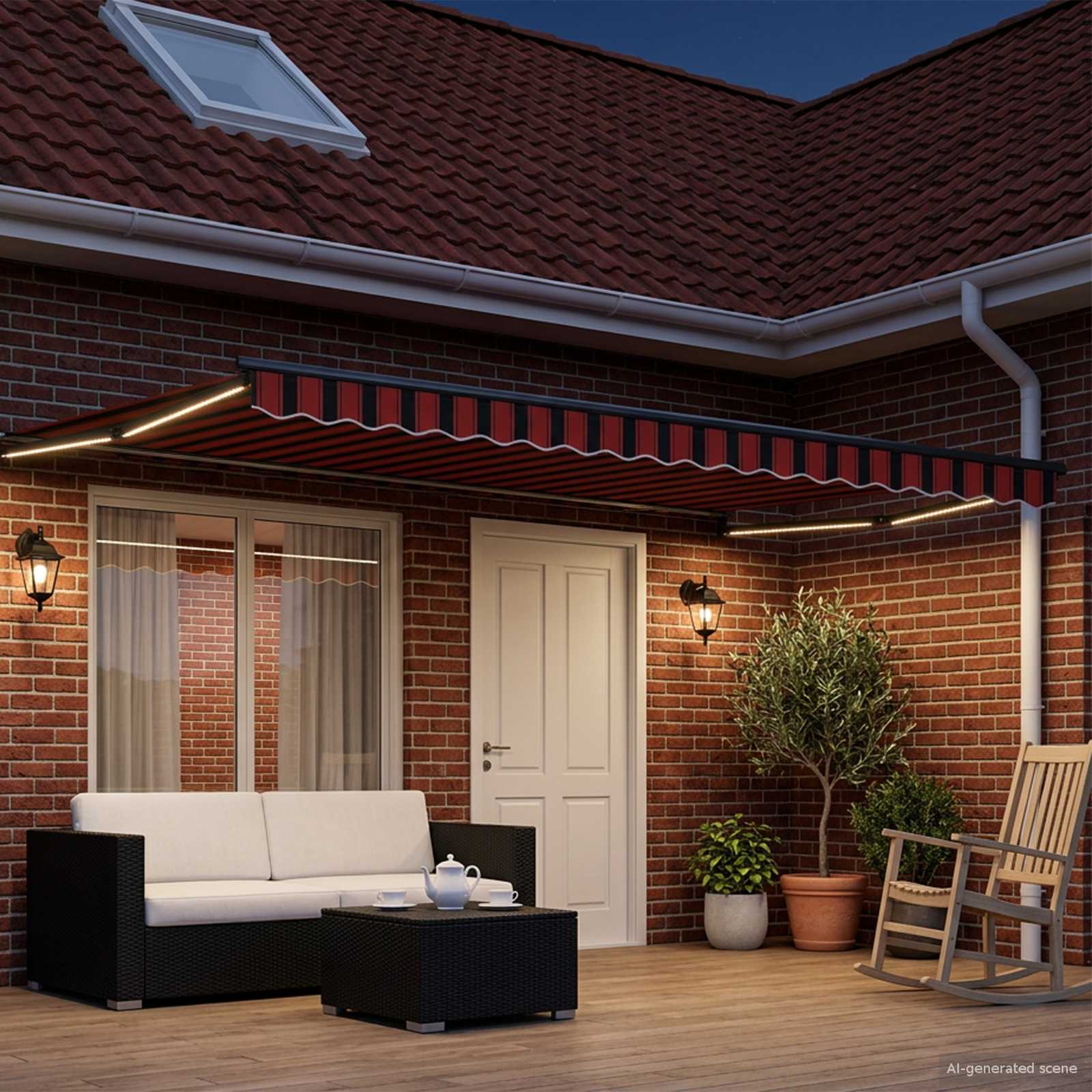 Tenda retrattile manuale con LED 5 x 3 m