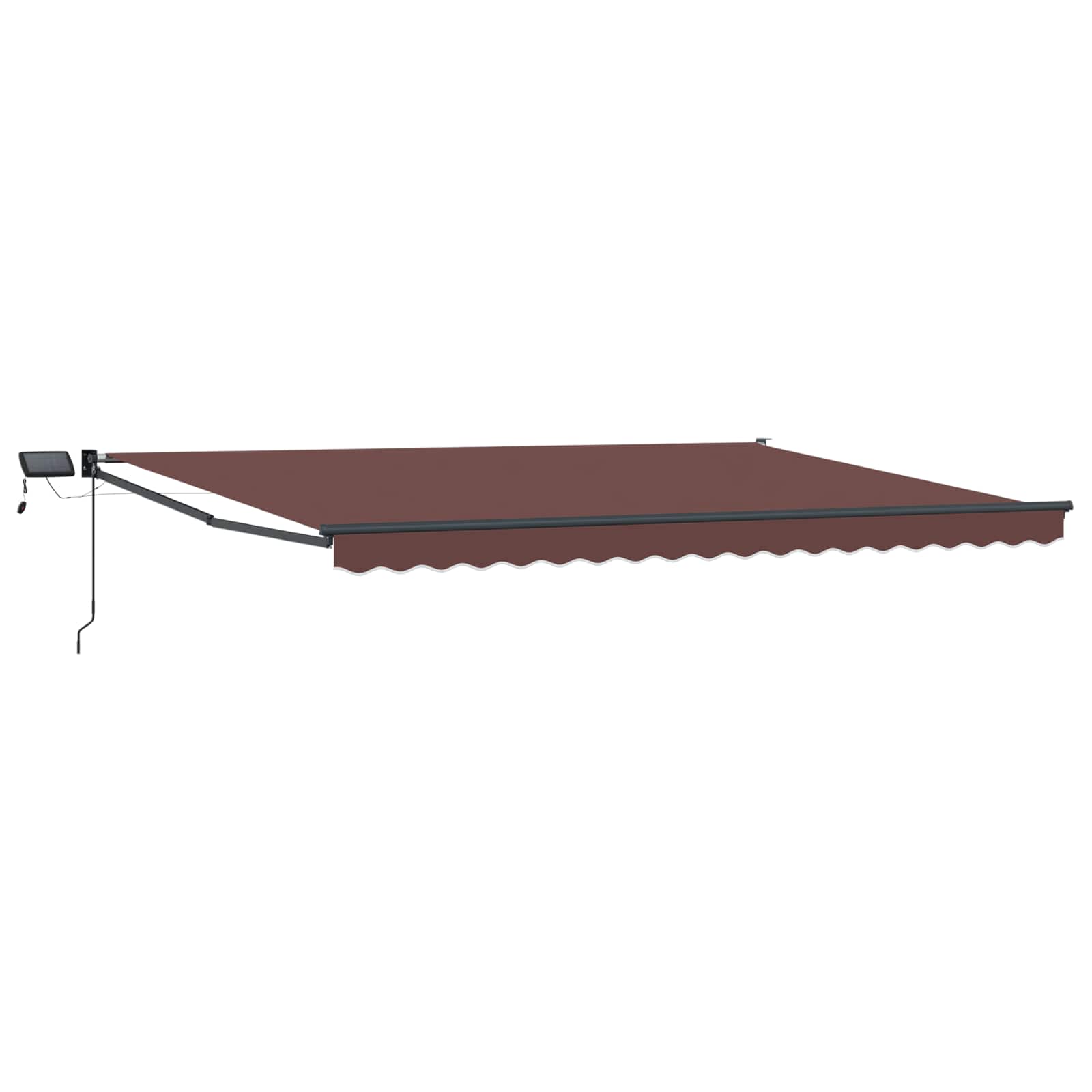 Tenda retrattile manuale con LED Marrone e Antracite 5 x 3 m