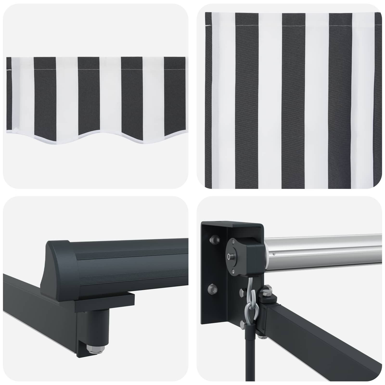 Tenda retrattile manuale con LED Antracite e Bianco 5 x 3 m