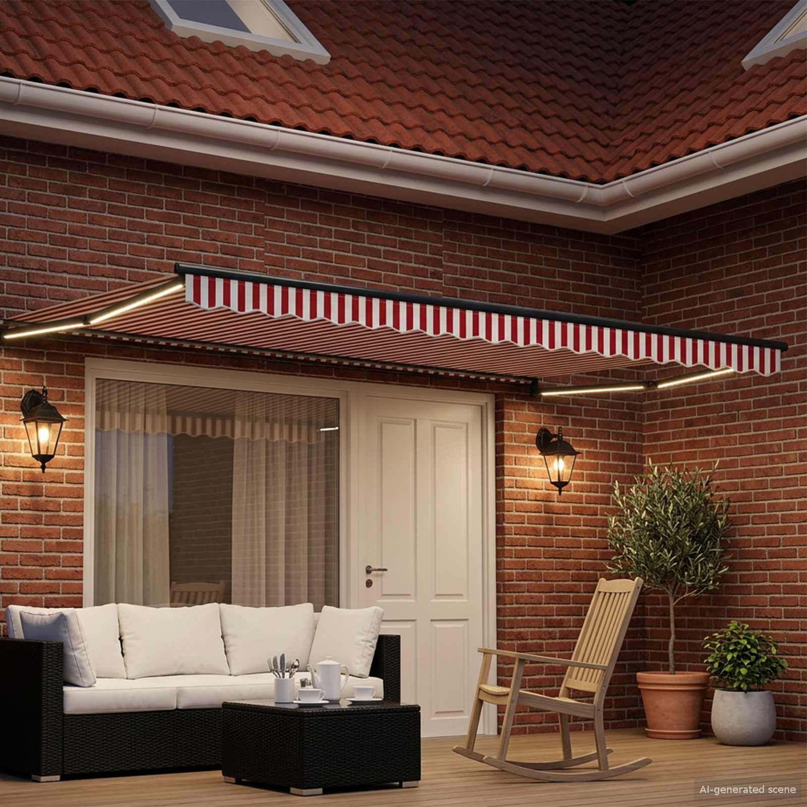 Tenda retrattile manuale con LED 5 x 3 m