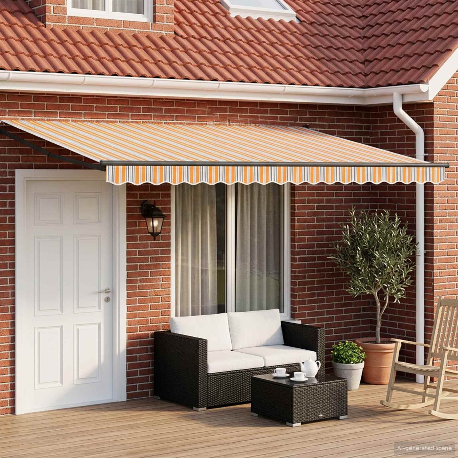 Tenda retrattile manuale con LED 5 x 3 m