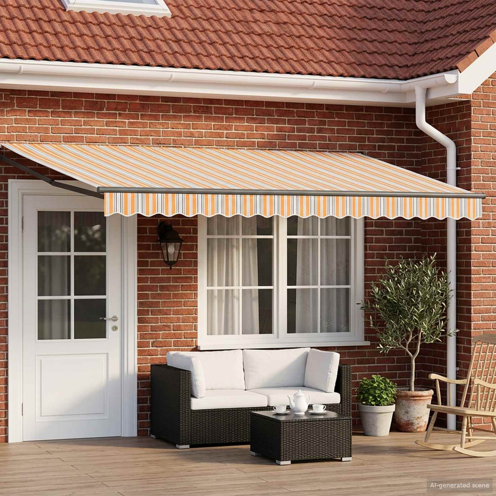 Tenda retrattile manuale con LED 5 x 3 m