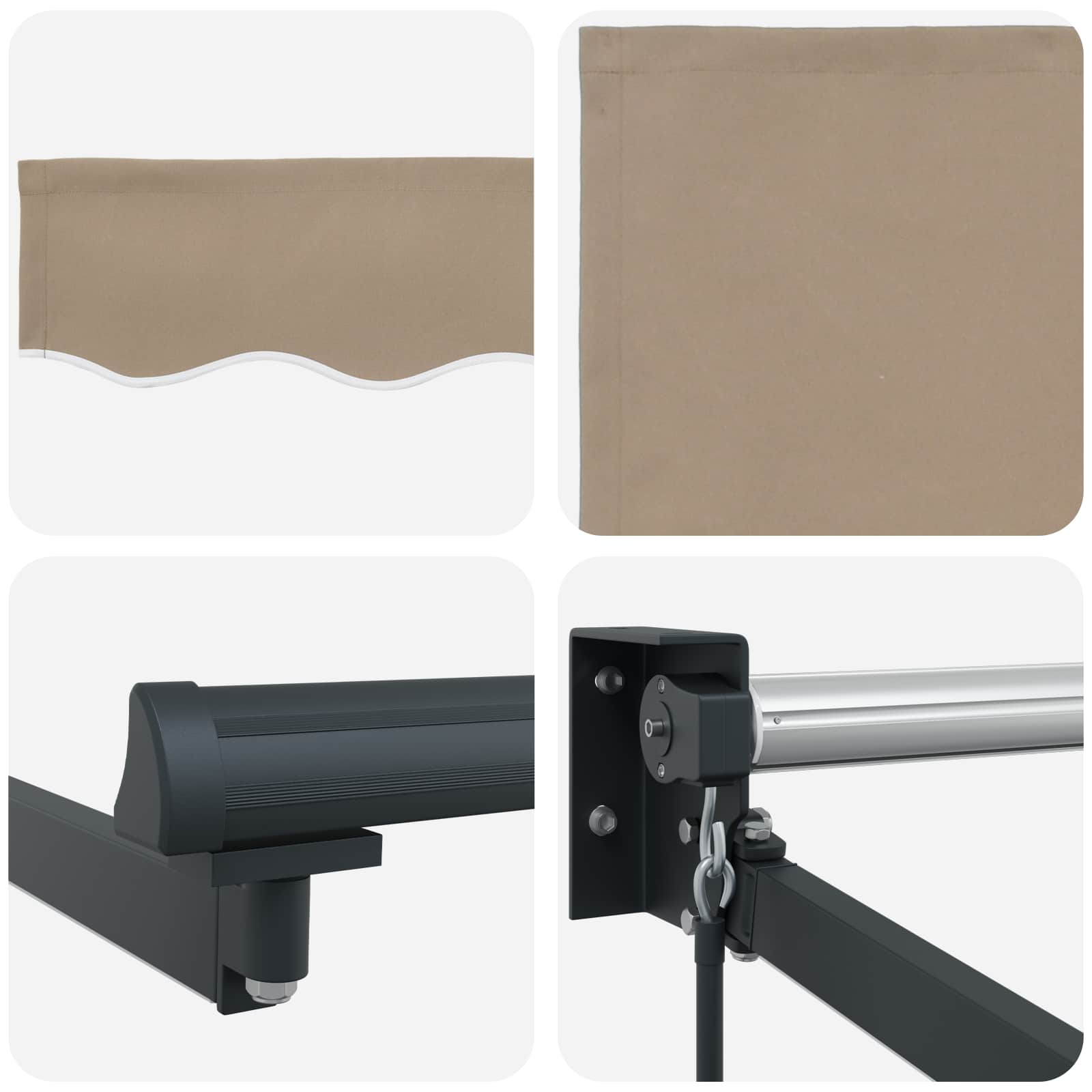 Tenda retrattile manuale con LED Beige e Antracite 5 x 3 m