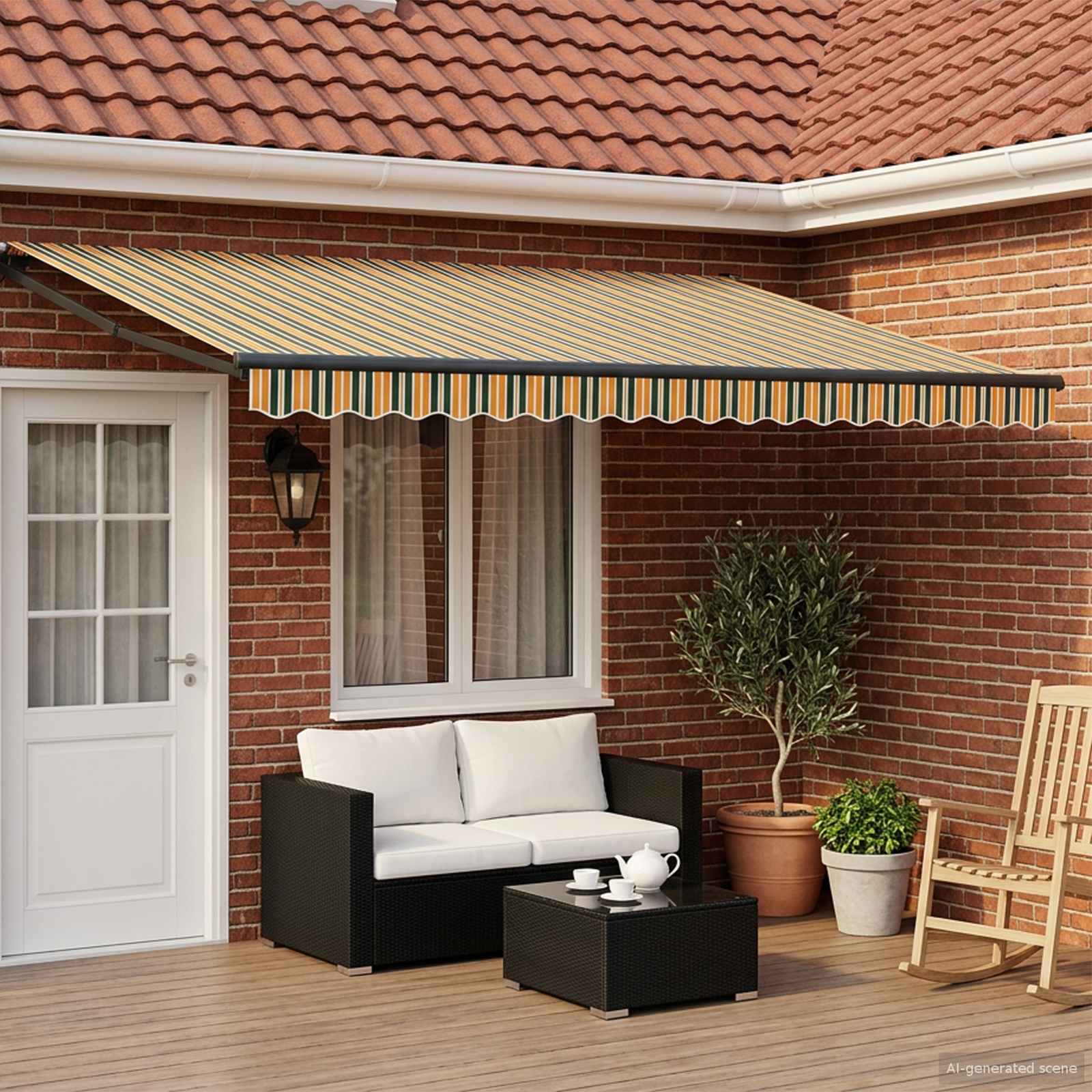 Tenda retrattile manuale con LED 5 x 3 m