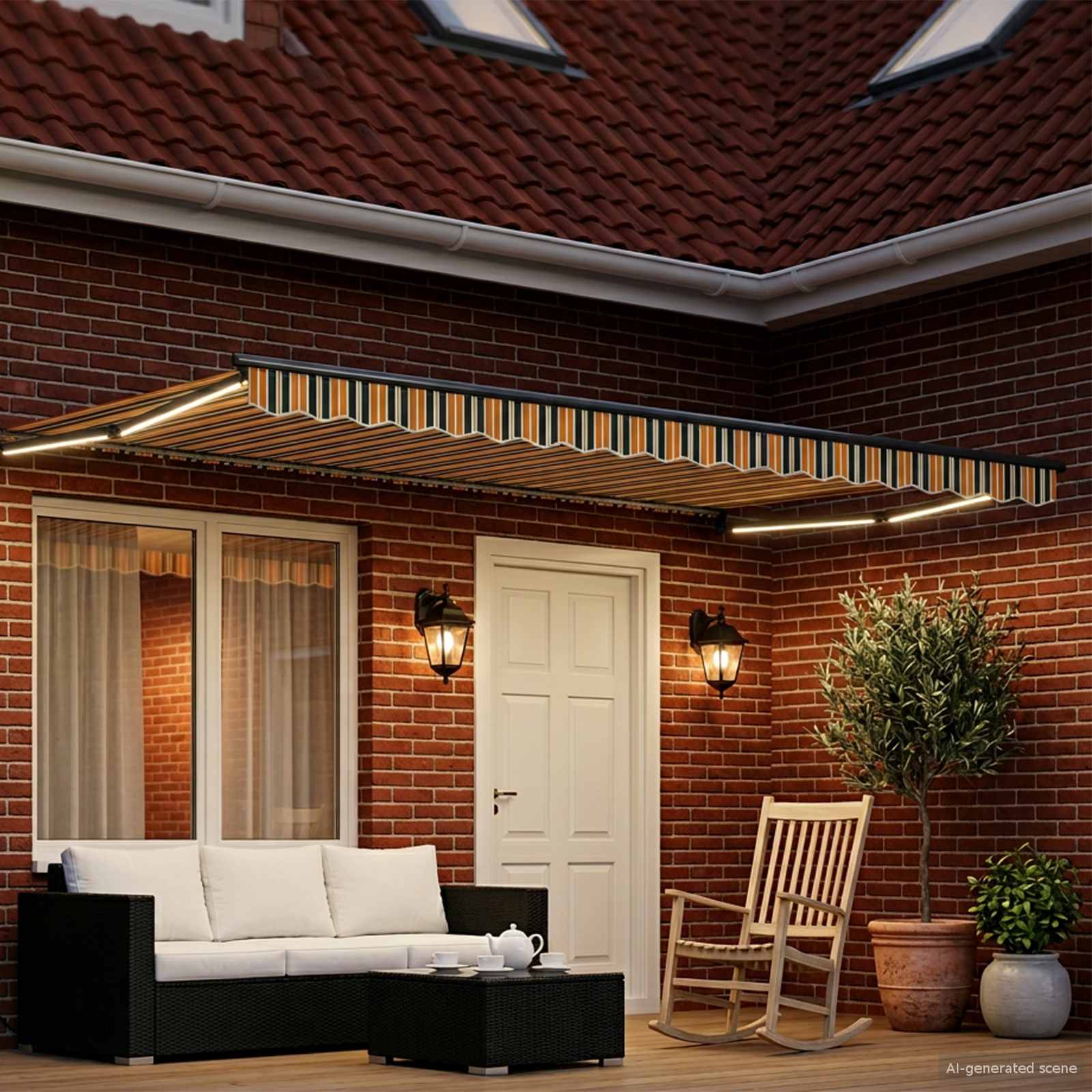 Tenda retrattile manuale con LED 5 x 3 m