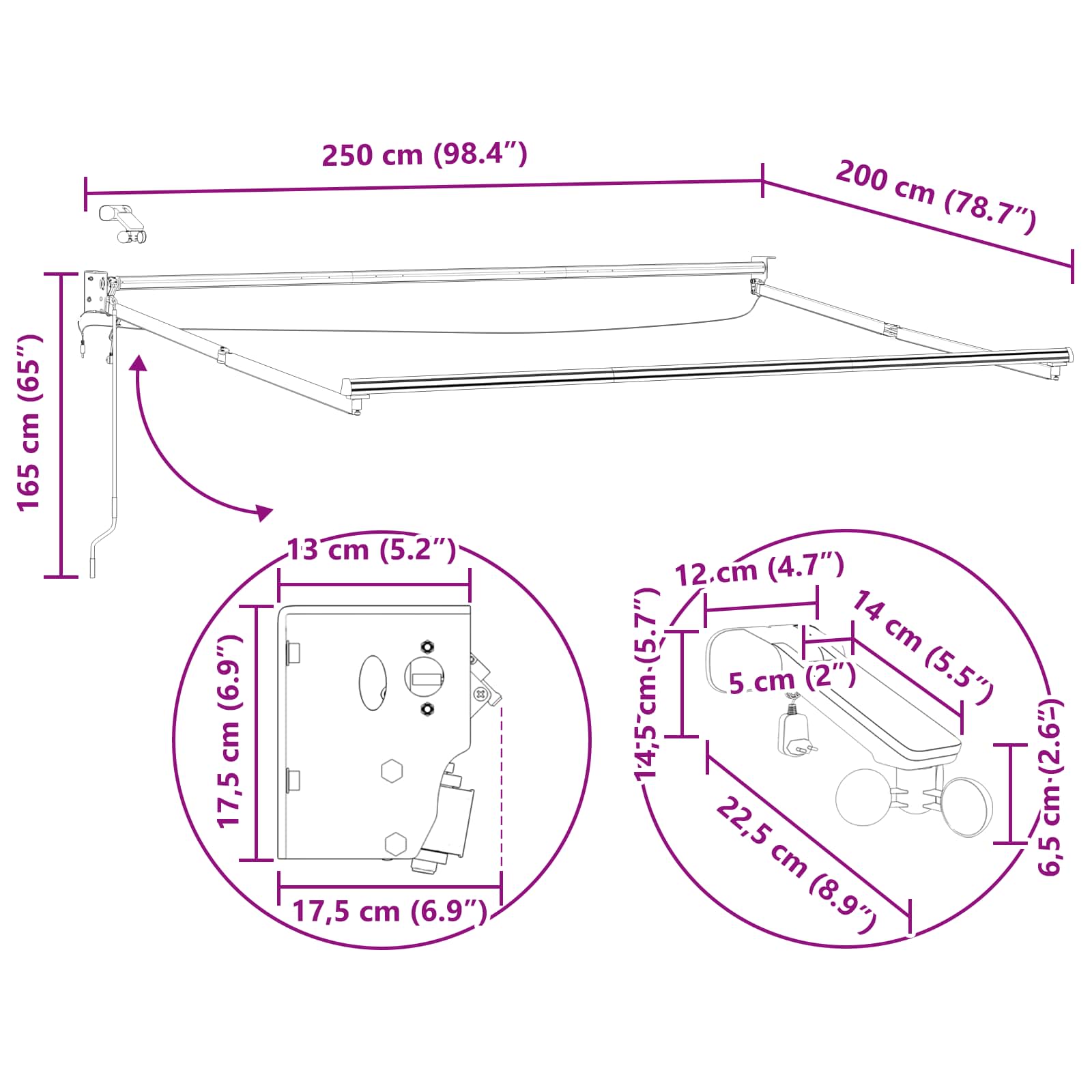 Tettuccio Elettrico Retrattile Marrone 2,5 x 2 m