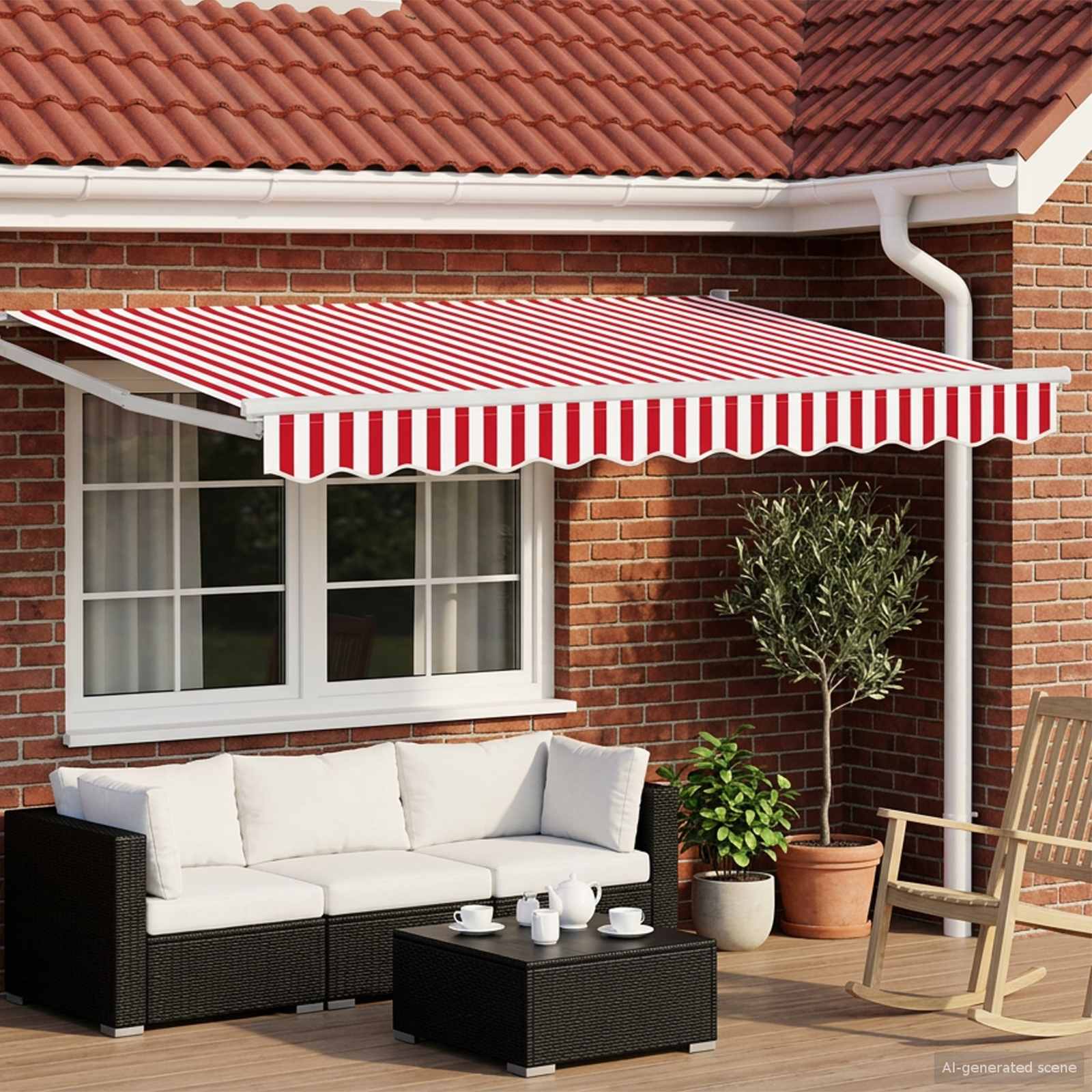 Tettuccio Elettrico Retrattile Rosso e Bianco 2,5 x 2 m