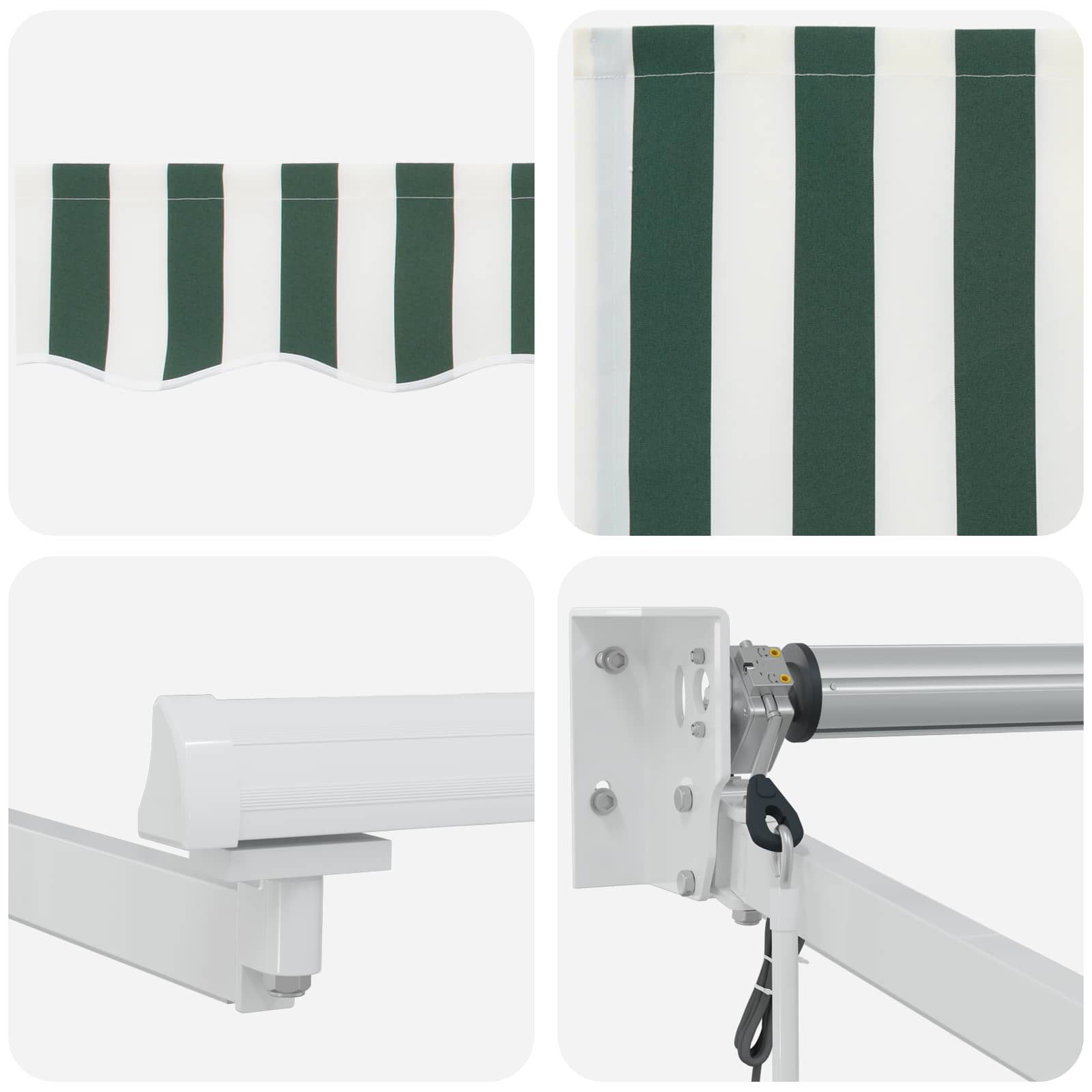 Tettuccio Elettrico Retrattile Verde e Bianco 2,5 x 2 m