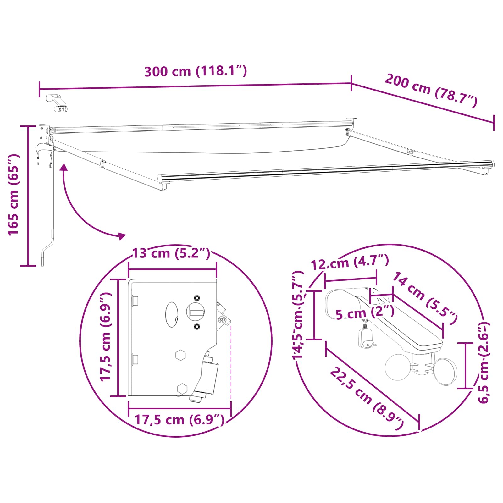 Tettuccio Elettrico Retrattile Rosso Borgogna 3 x 2 m