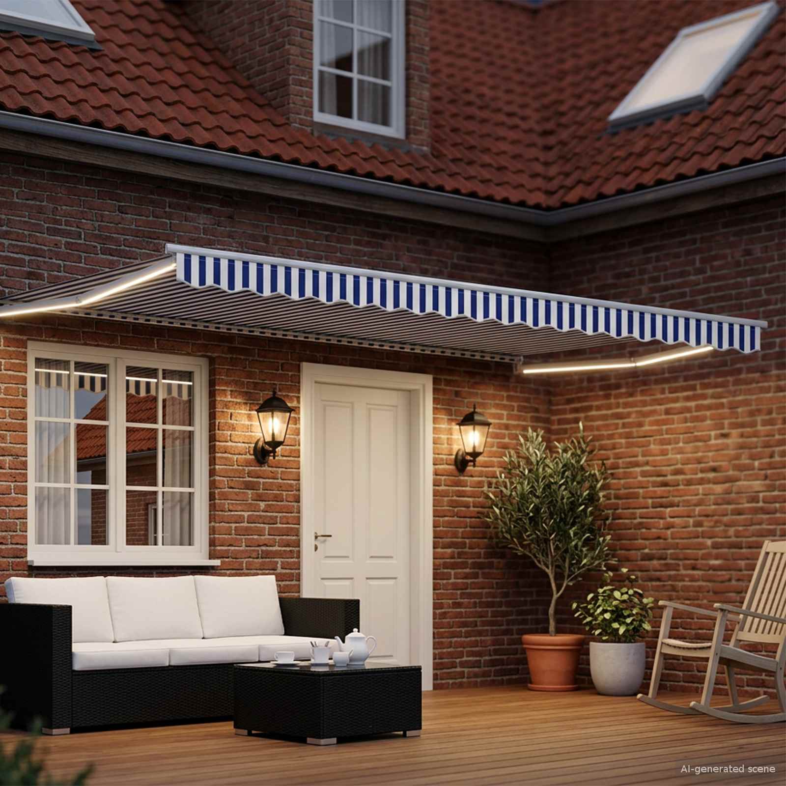 Tettuccio Elettrico Retrattile Blu e Bianco 4 x 2 m