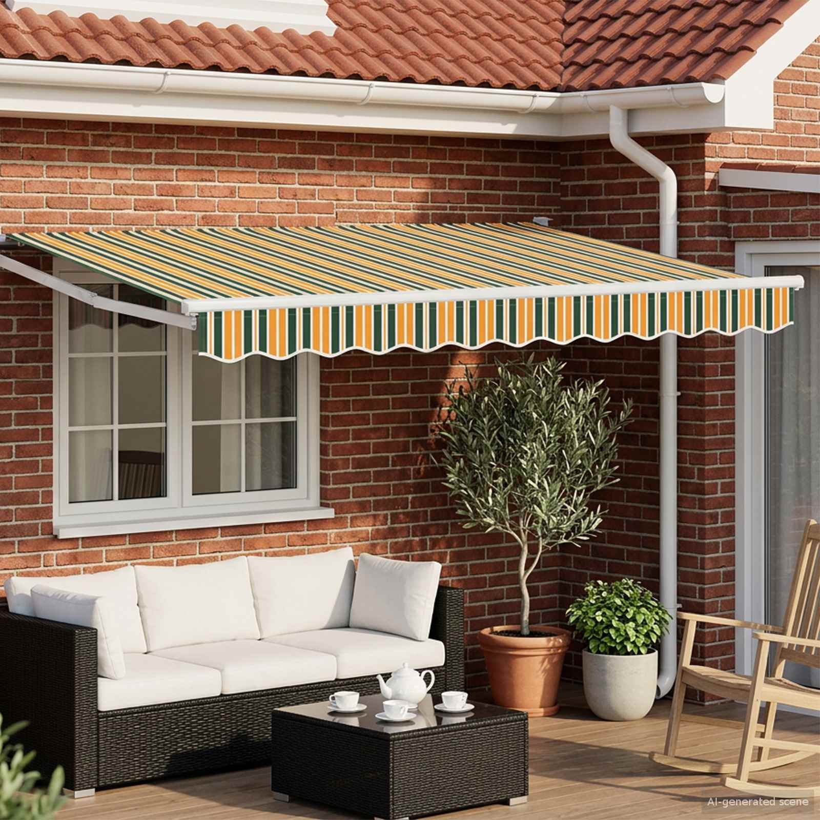 Tettuccio Elettrico Retrattile Verde e Giallo 3 x 2,5 m