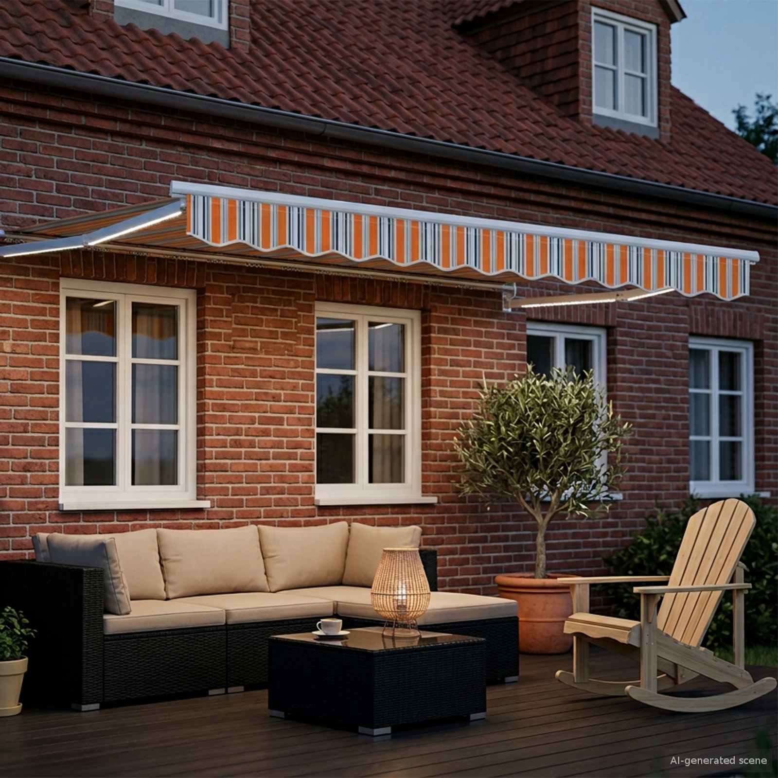 Tettuccio Elettrico Retrattile Blu e Arancione 3,5 x 2,5 m