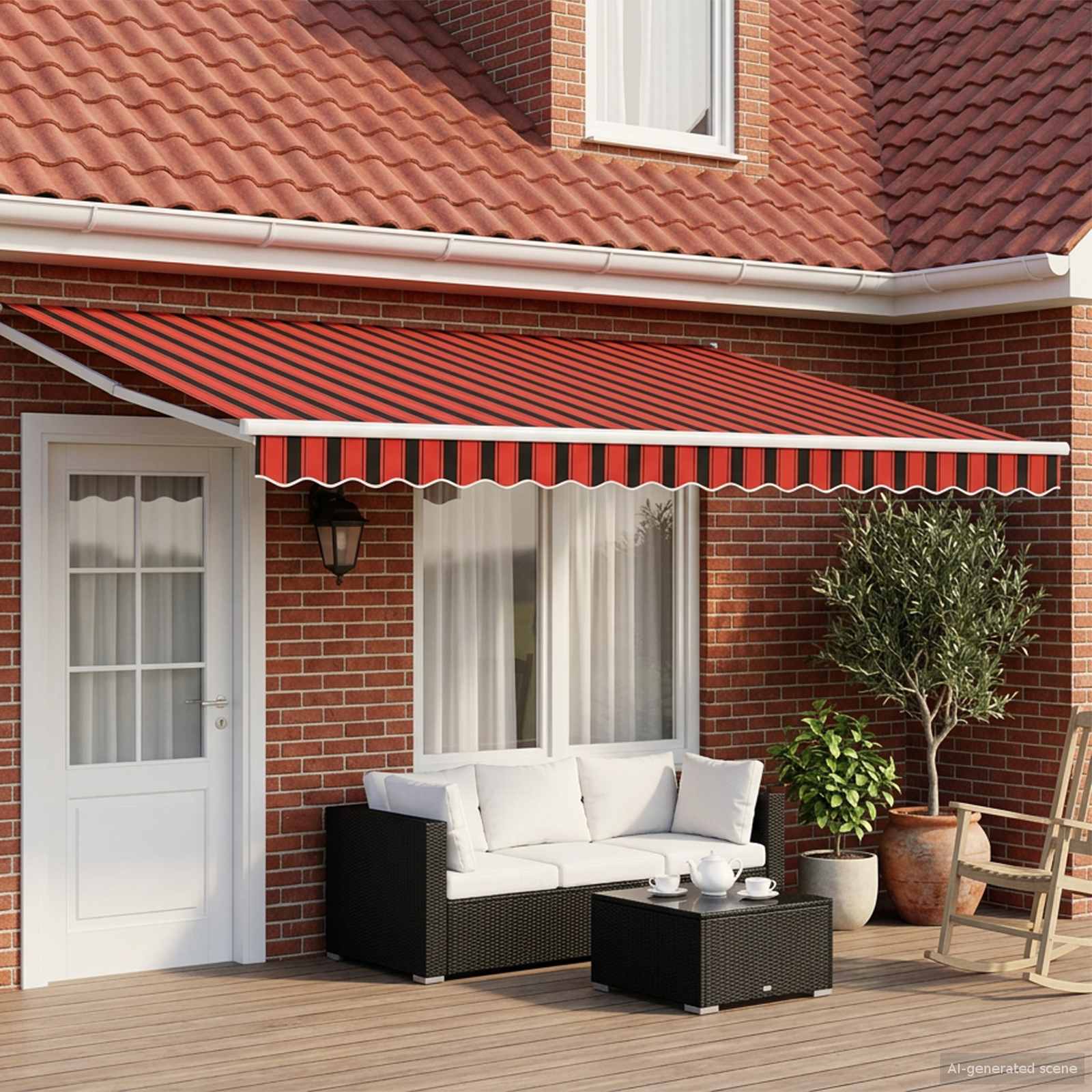 Tettuccio Elettrico Retrattile Arancione e Marrone 4 × 3 m