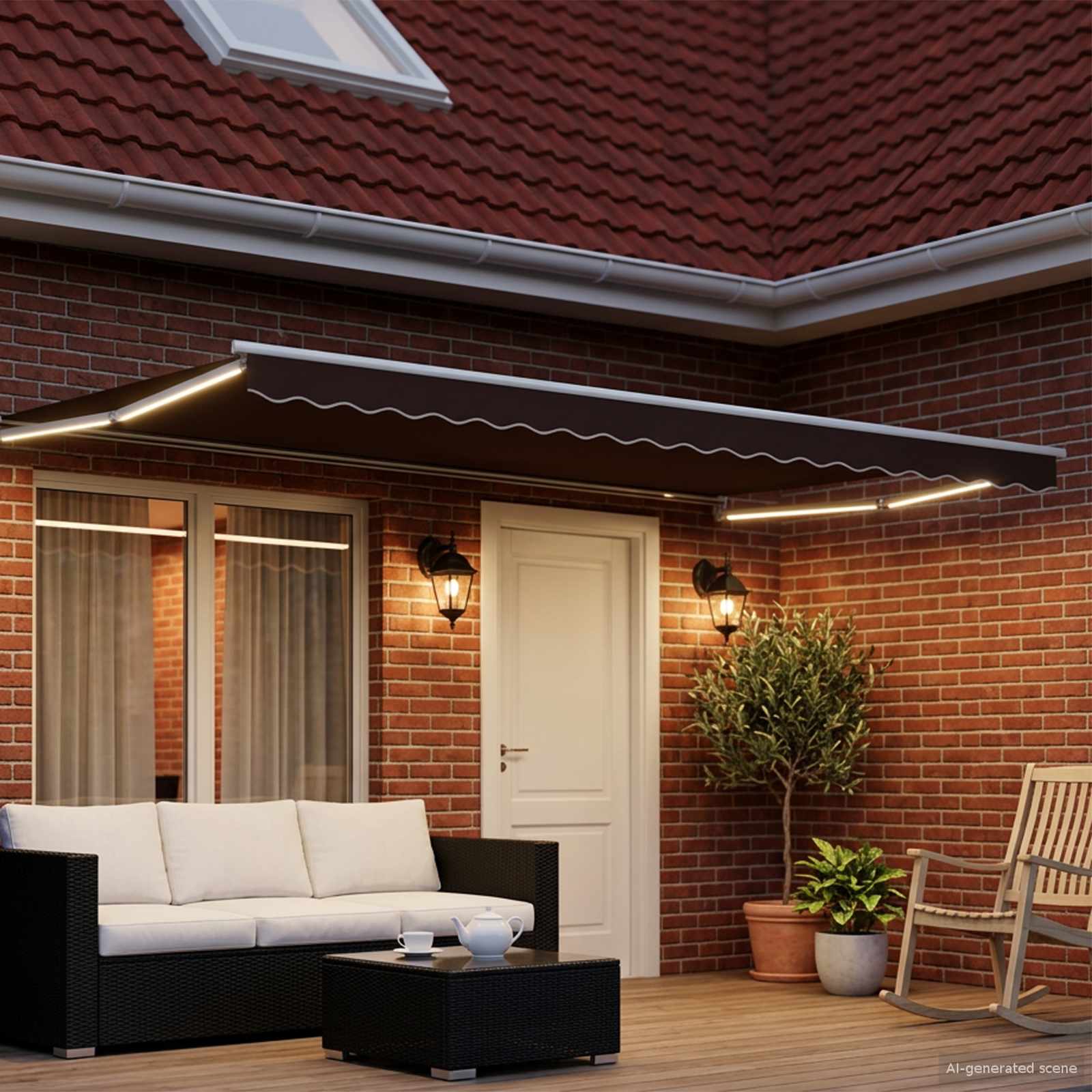 Tettuccio Elettrico Retrattile Marrone 5 x 3 m