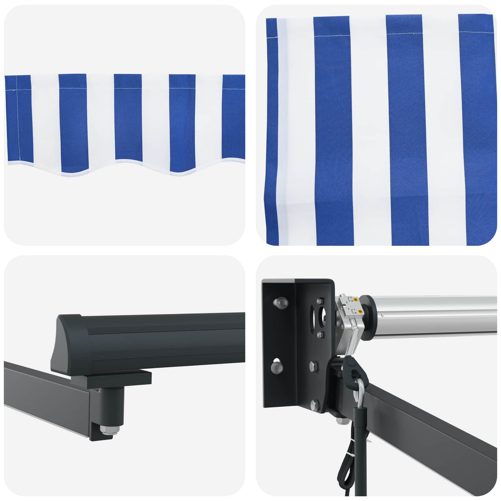 Tettuccio Elettrico Retrattile Blu e Bianco 2,5 x 2 m