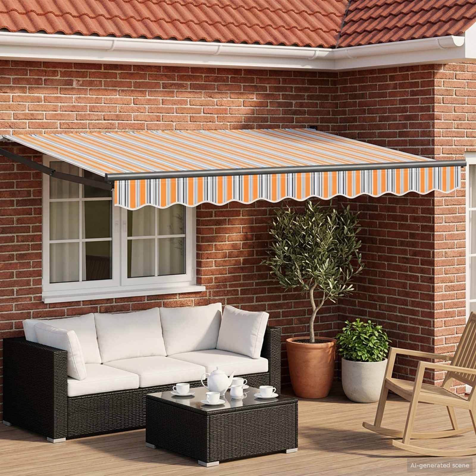Tettuccio Elettrico Retrattile Blu e Arancione 3,5 x 2 m