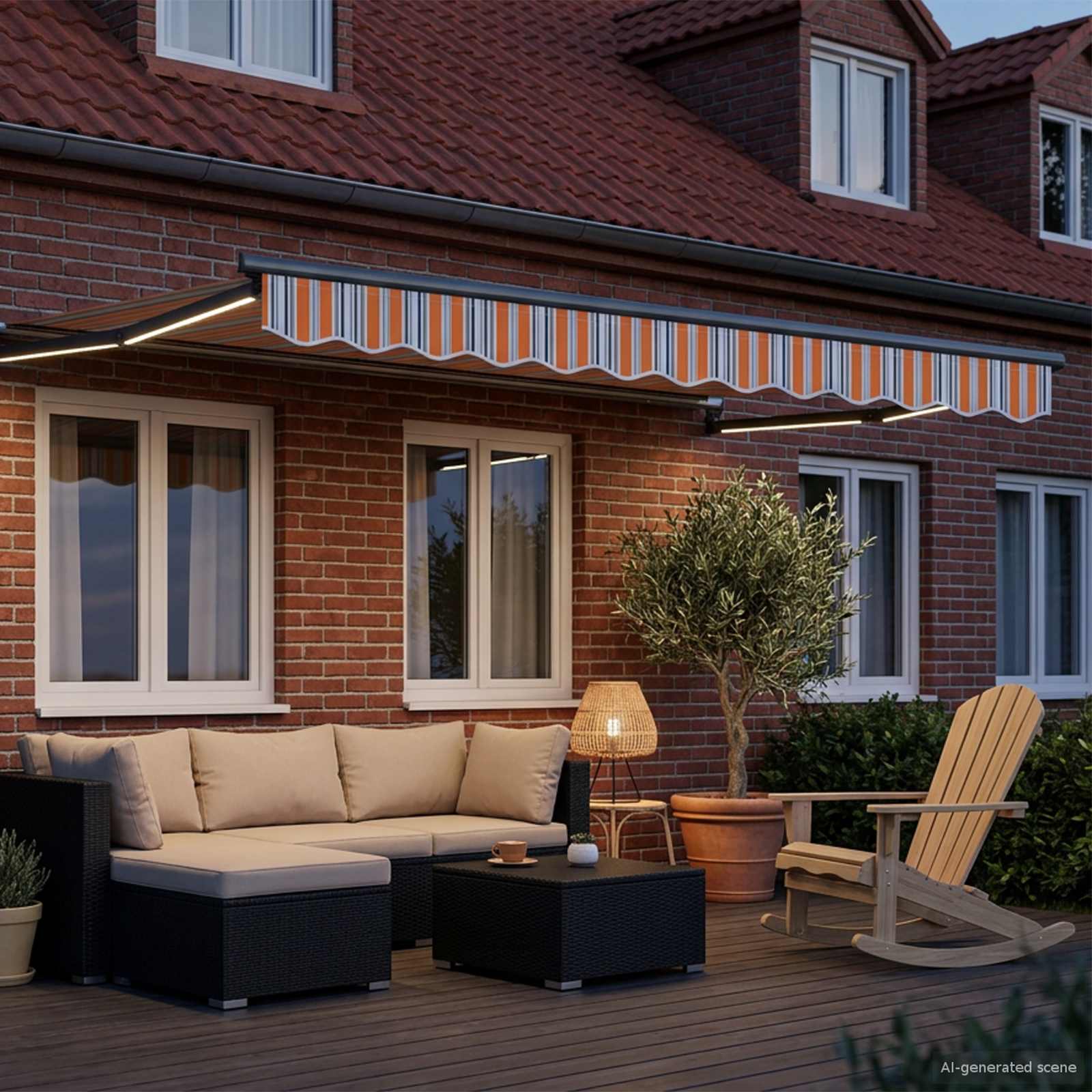 Tettuccio Elettrico Retrattile Blu e Arancione 3,5 x 2 m