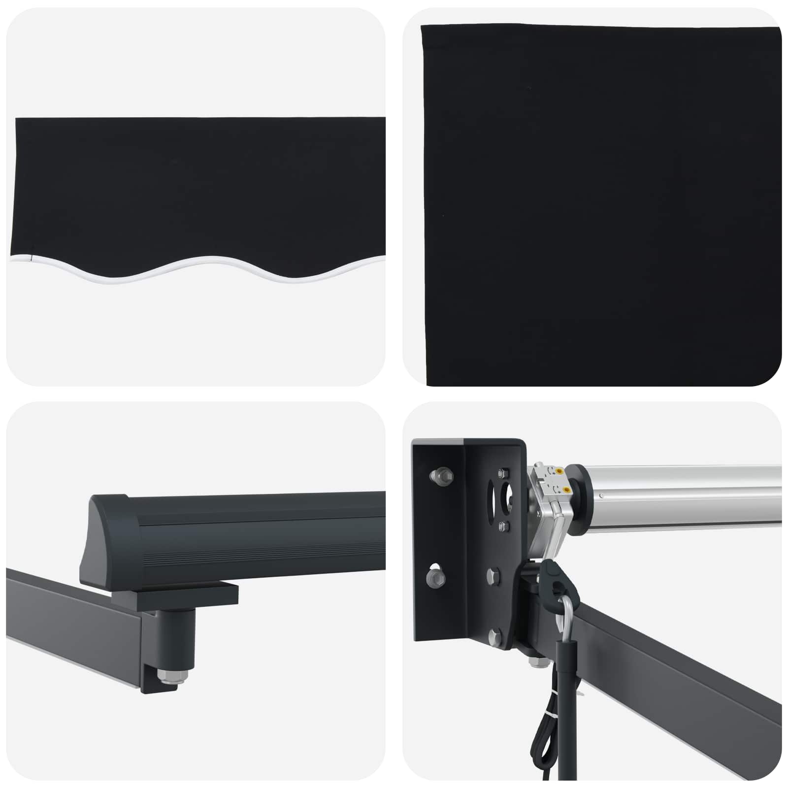 Tettuccio Elettrico Retrattile Nero 3,5 x 2,5 m