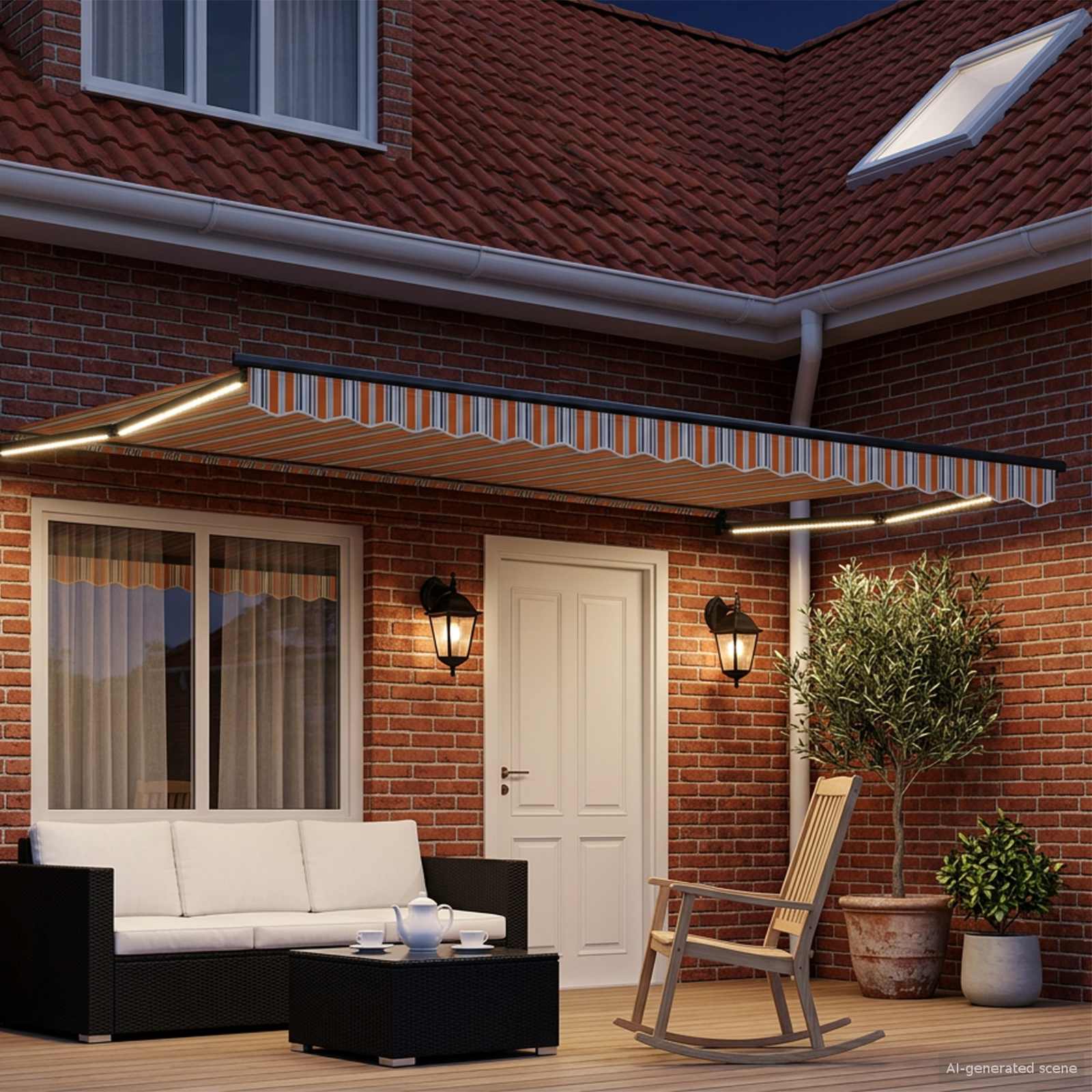 Tettuccio Elettrico Retrattile Blu e Arancione 4 × 3 m
