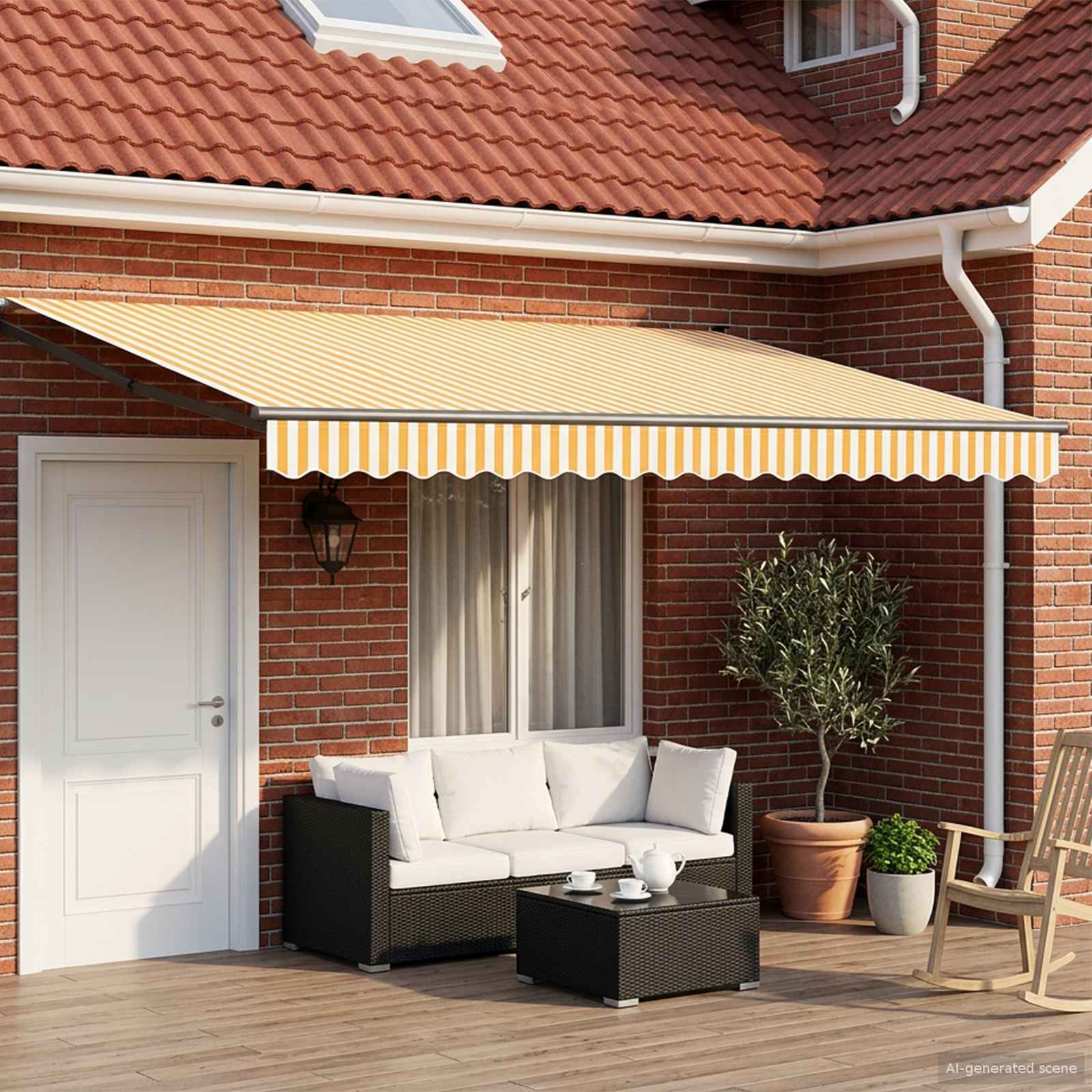 Tettuccio Elettrico Retrattile Arancione e bianco 4,5 × 3 m