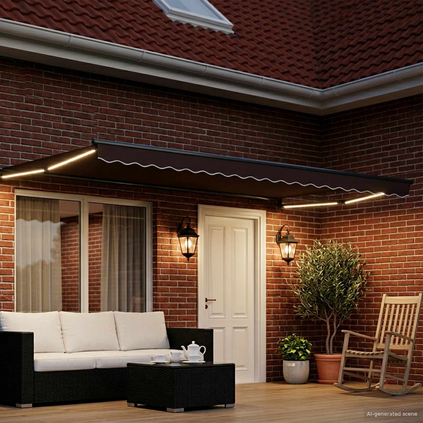 Tettuccio Elettrico Retrattile Marrone 4,5 × 3 m