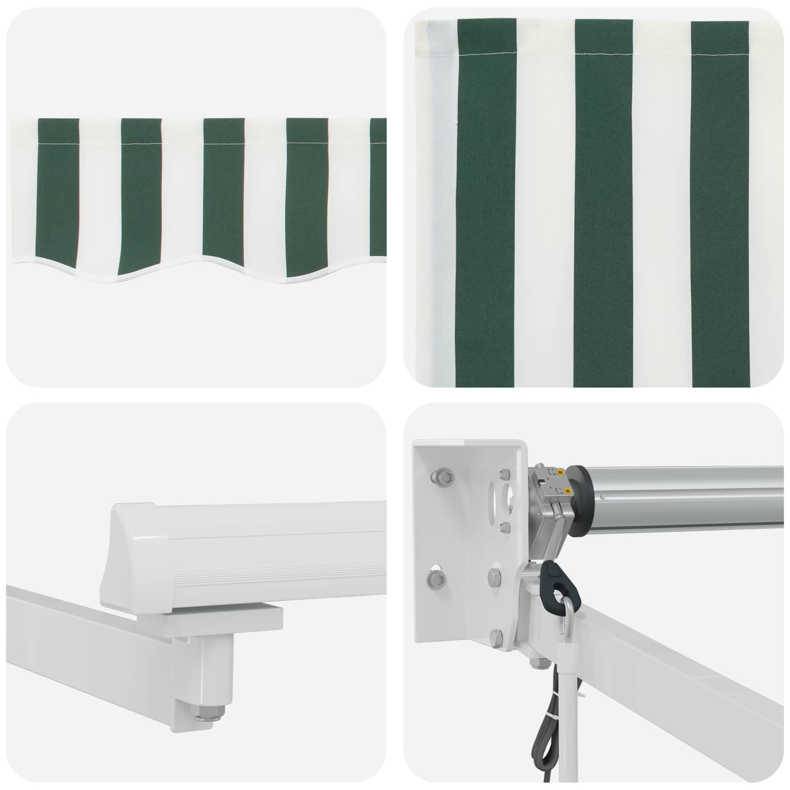 Tettuccio Elettrico Retrattile Verde e Bianco 2,5 x 2 m