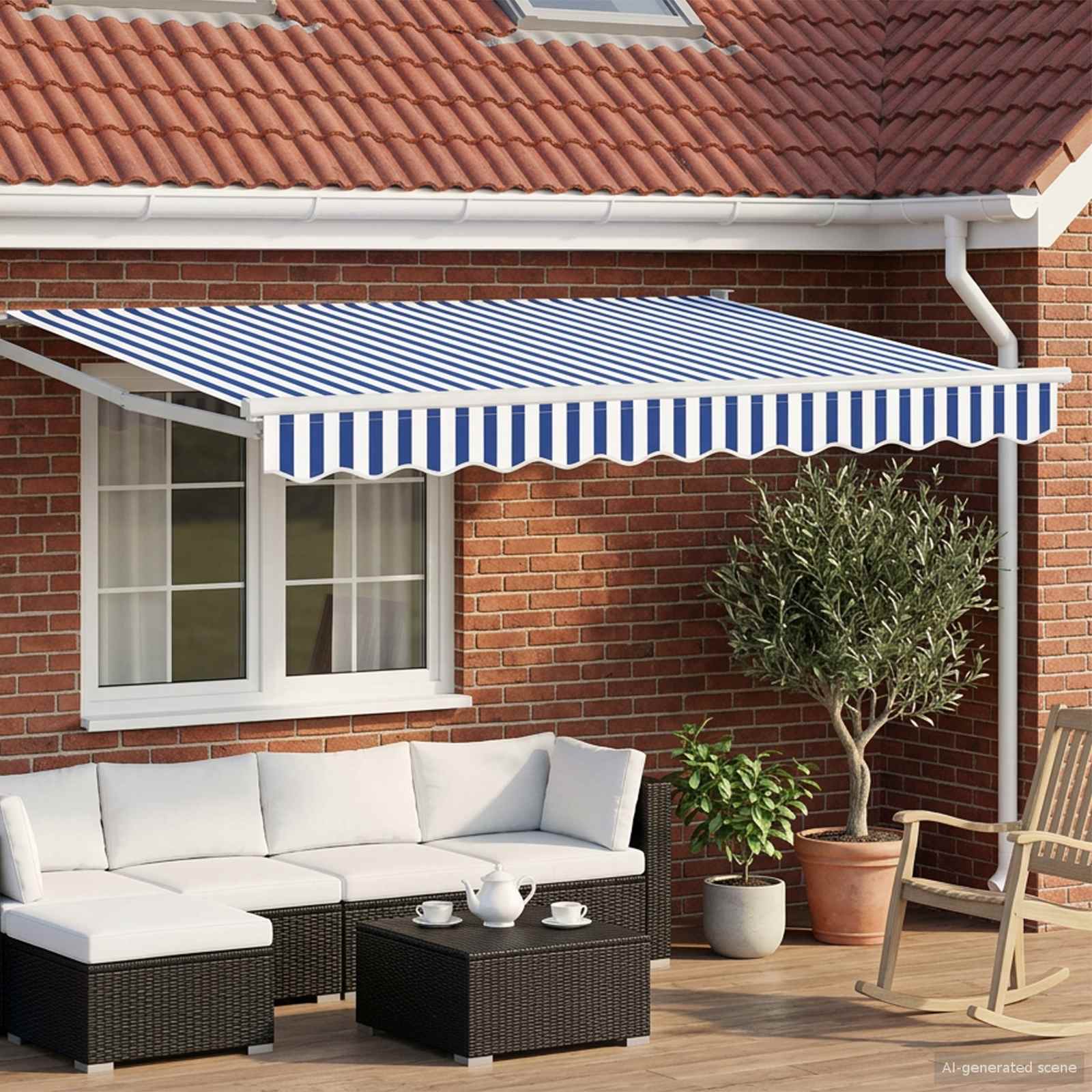 Tettuccio Elettrico Retrattile Blu e Bianco 3 x 2,5 m