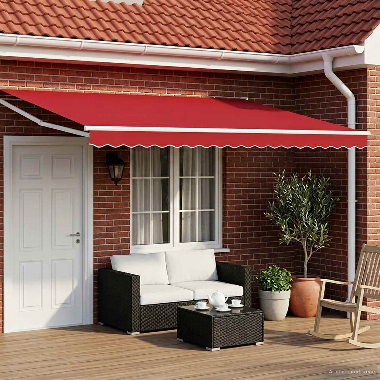 Tettuccio Elettrico Retrattile Rosso e Bianco 4 × 3 m