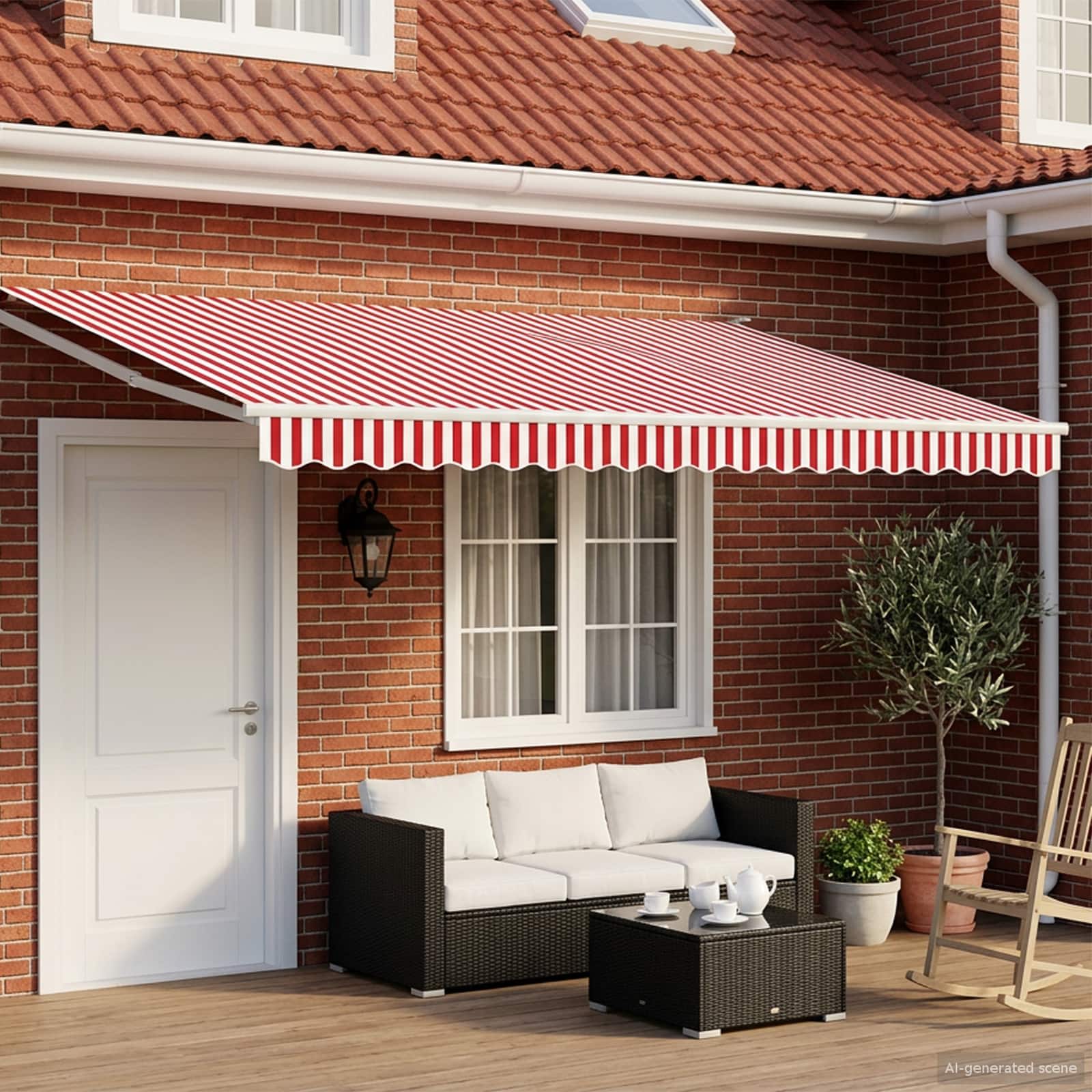 Tettuccio Elettrico Retrattile Rosso e Bianco 5 x 3 m