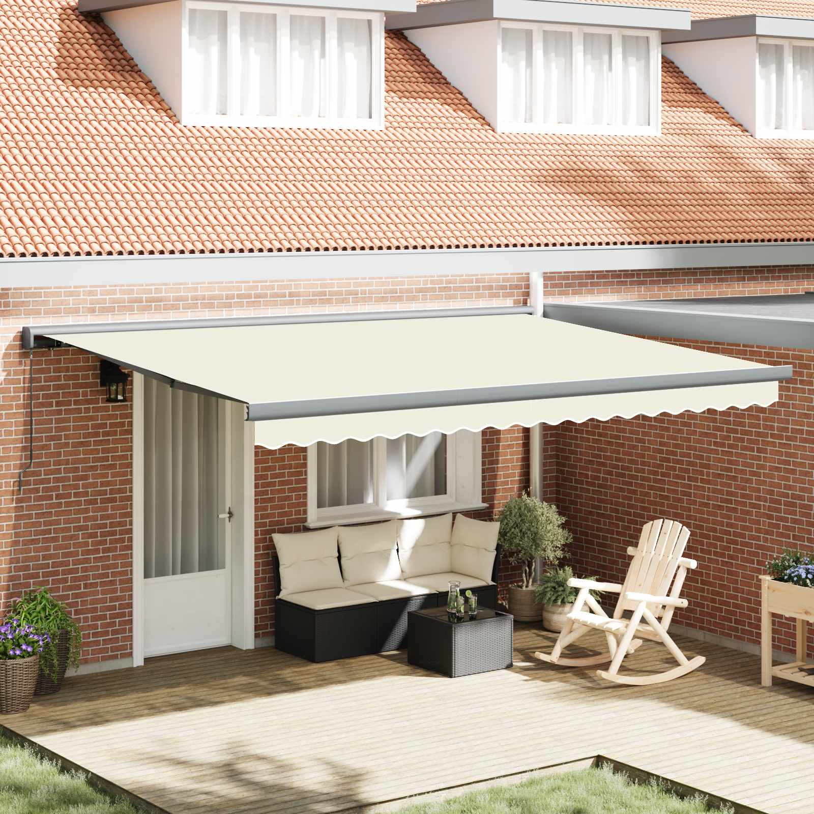 Tenda retrattile 400 × 300 cm Tela e Alluminio Crema e Grigio