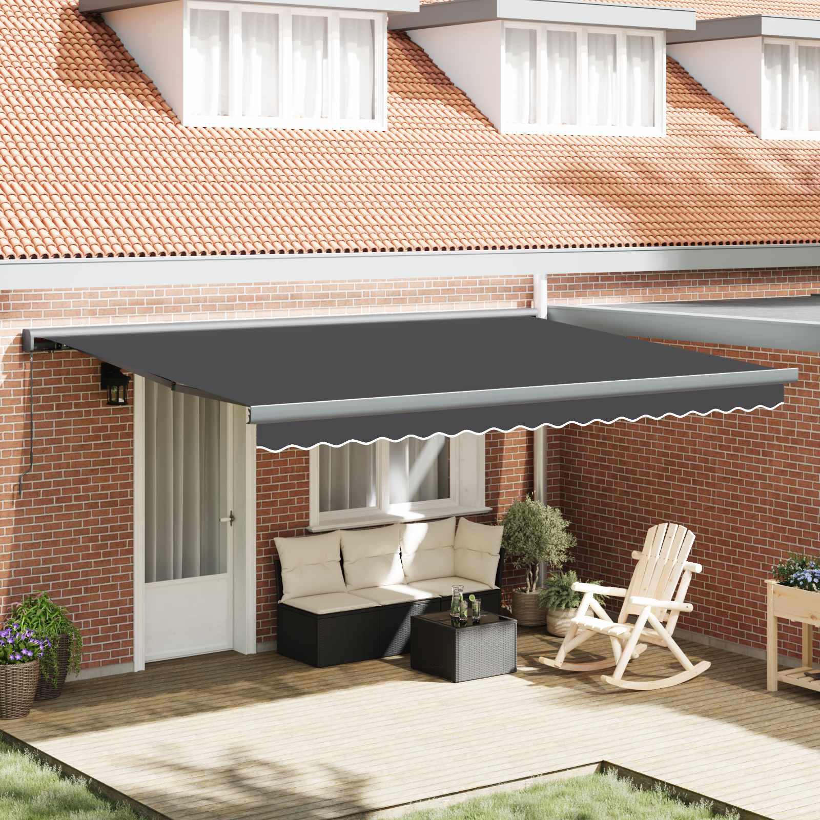 Tenda retrattile Antracite e Grigio 400 × 300 cm Tela e Alluminio