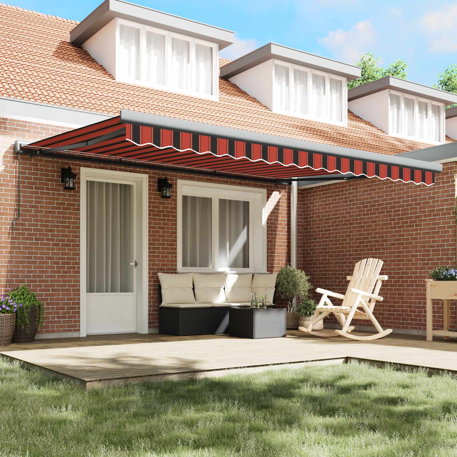 Tenda retrattile Arancione e Nero 400 × 300 cm Tela e Alluminio
