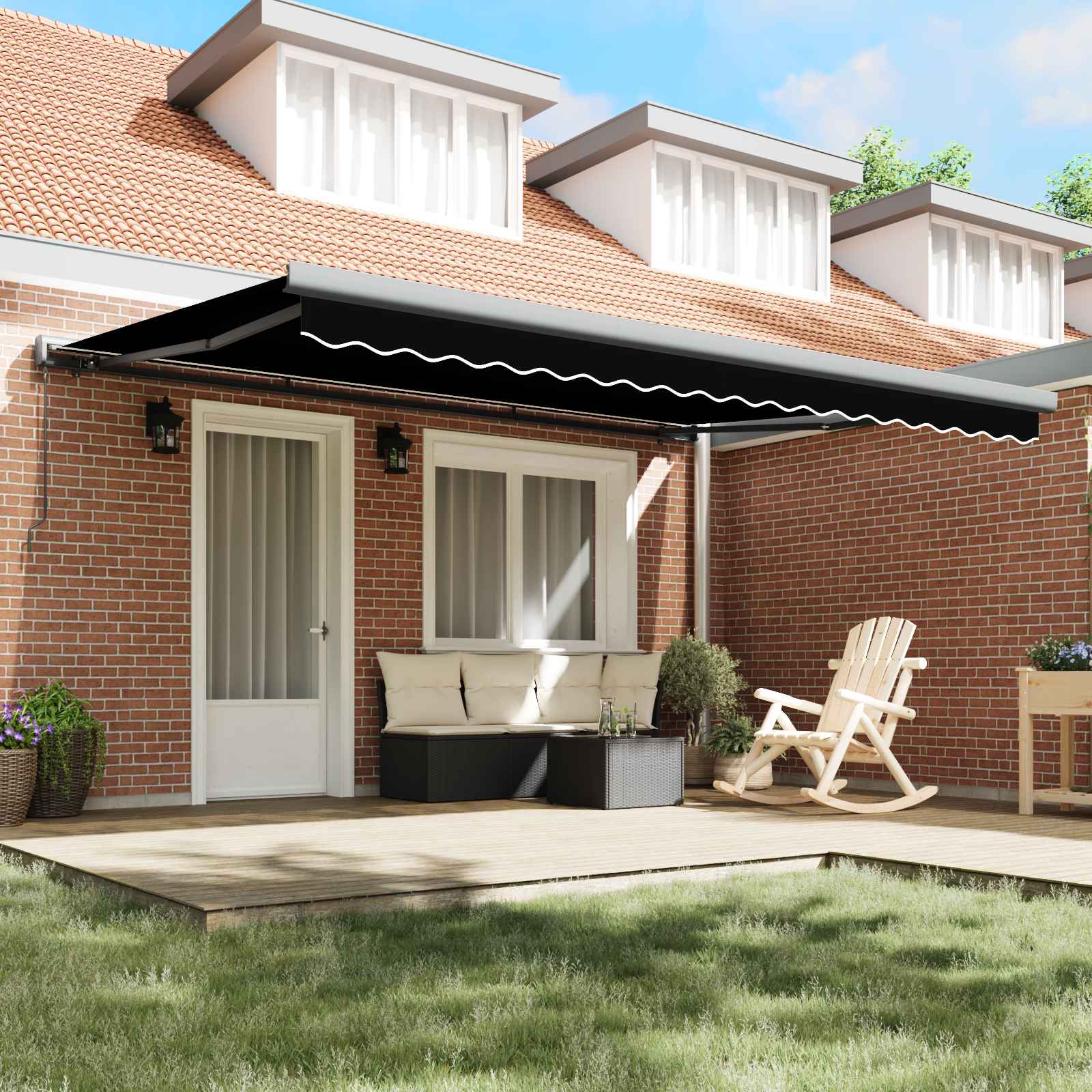 Tenda retrattile Nero 4 × 3 m Tela e Alluminio